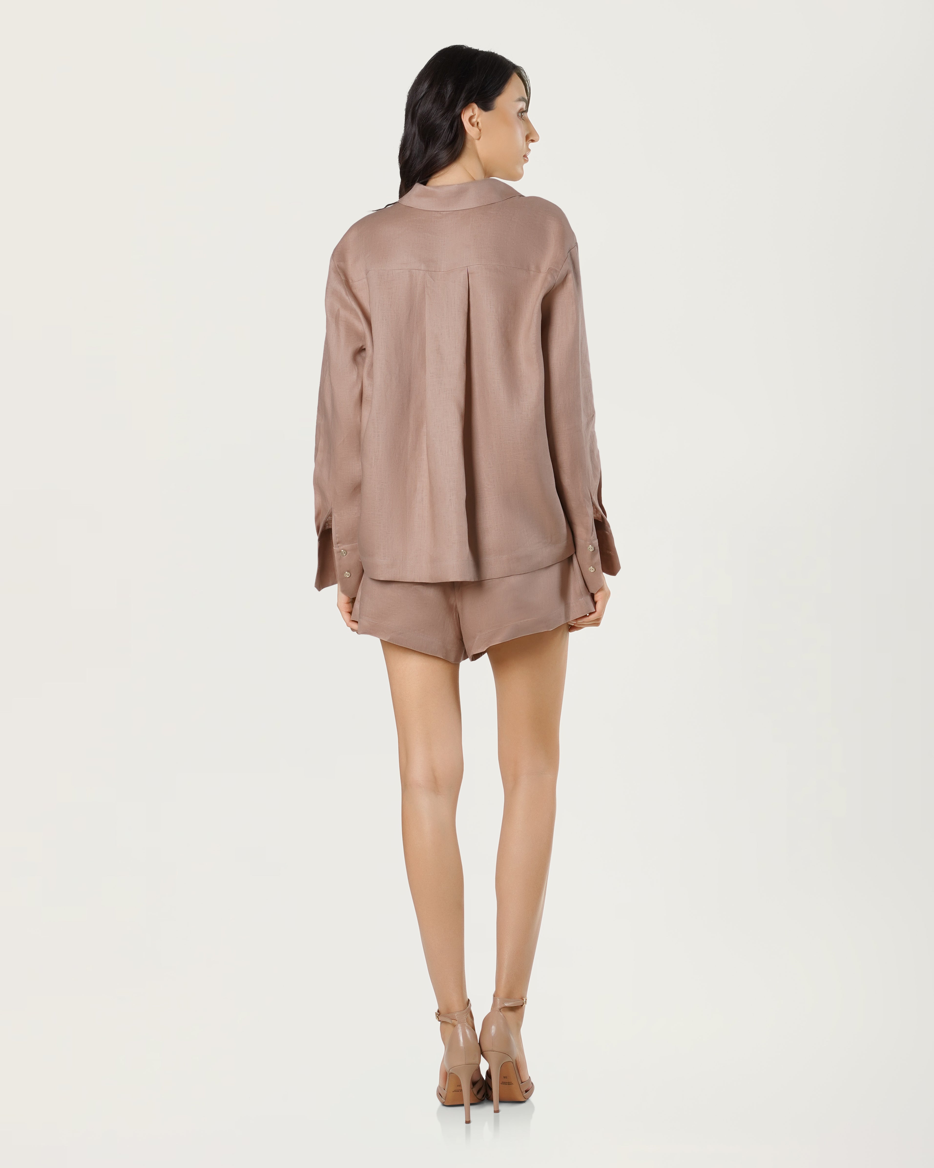 Oversized Linen Shirt Warm Taupe