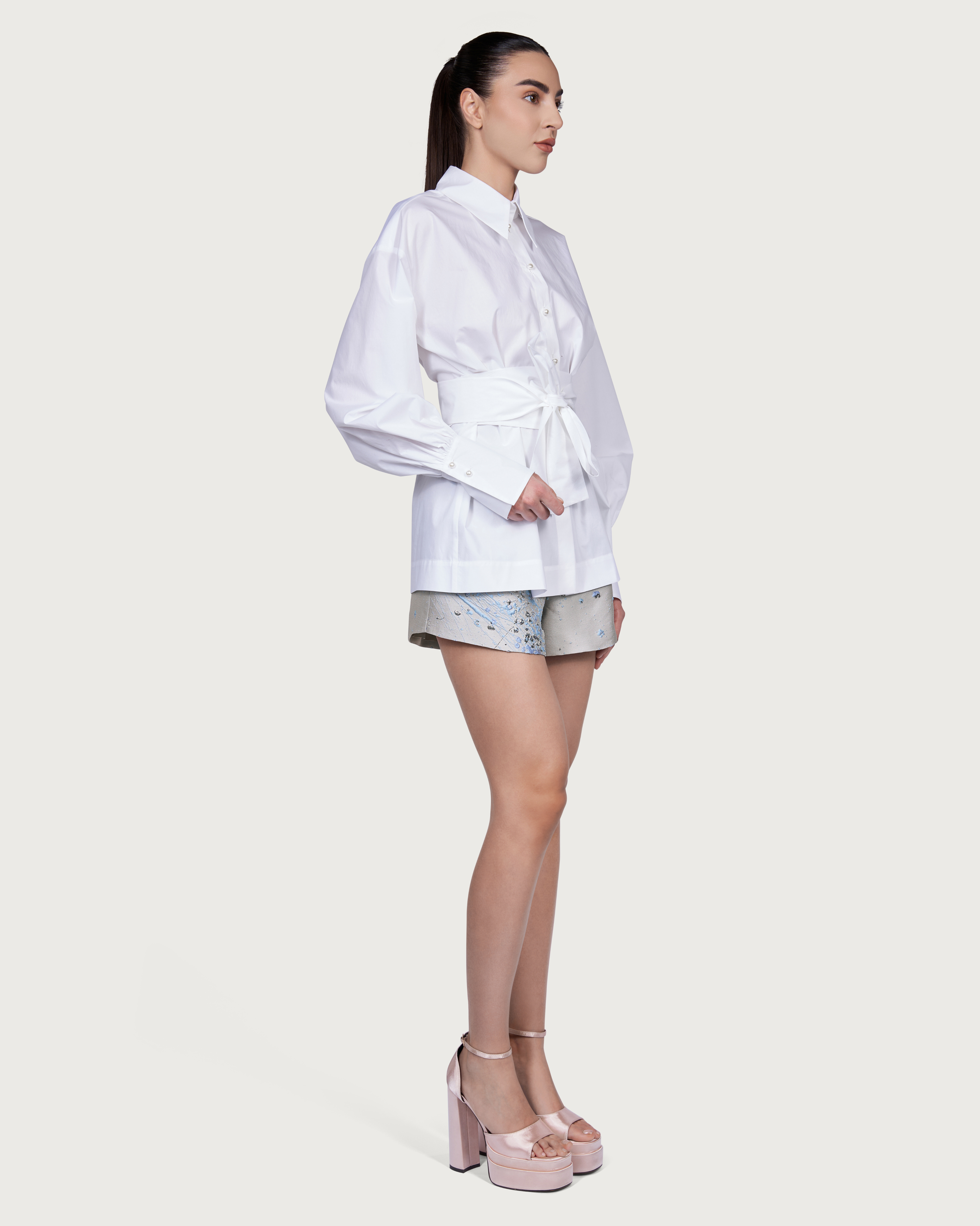 Balloon Sleeve Shirt White