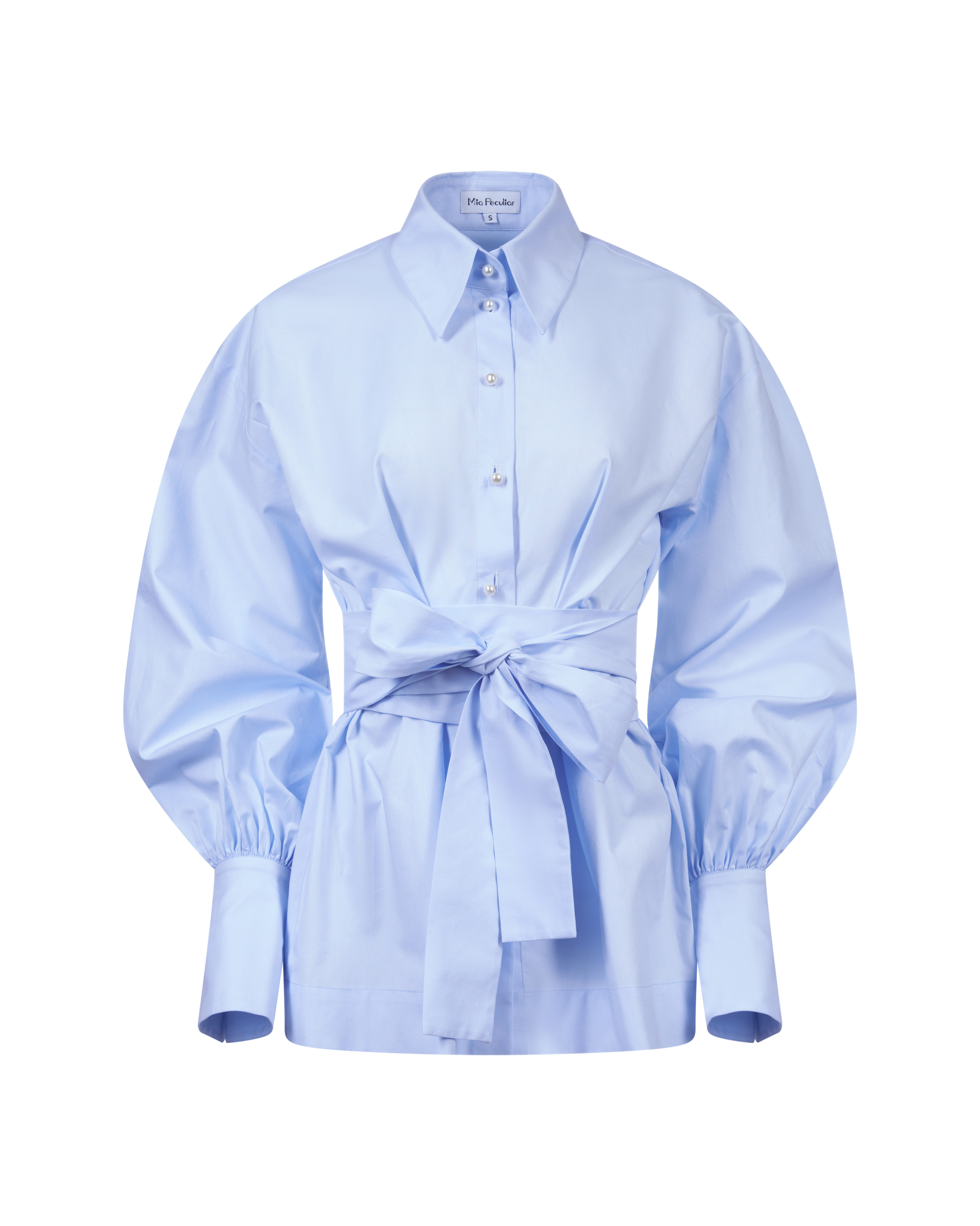 Balloon Sleeve Shirt Blue