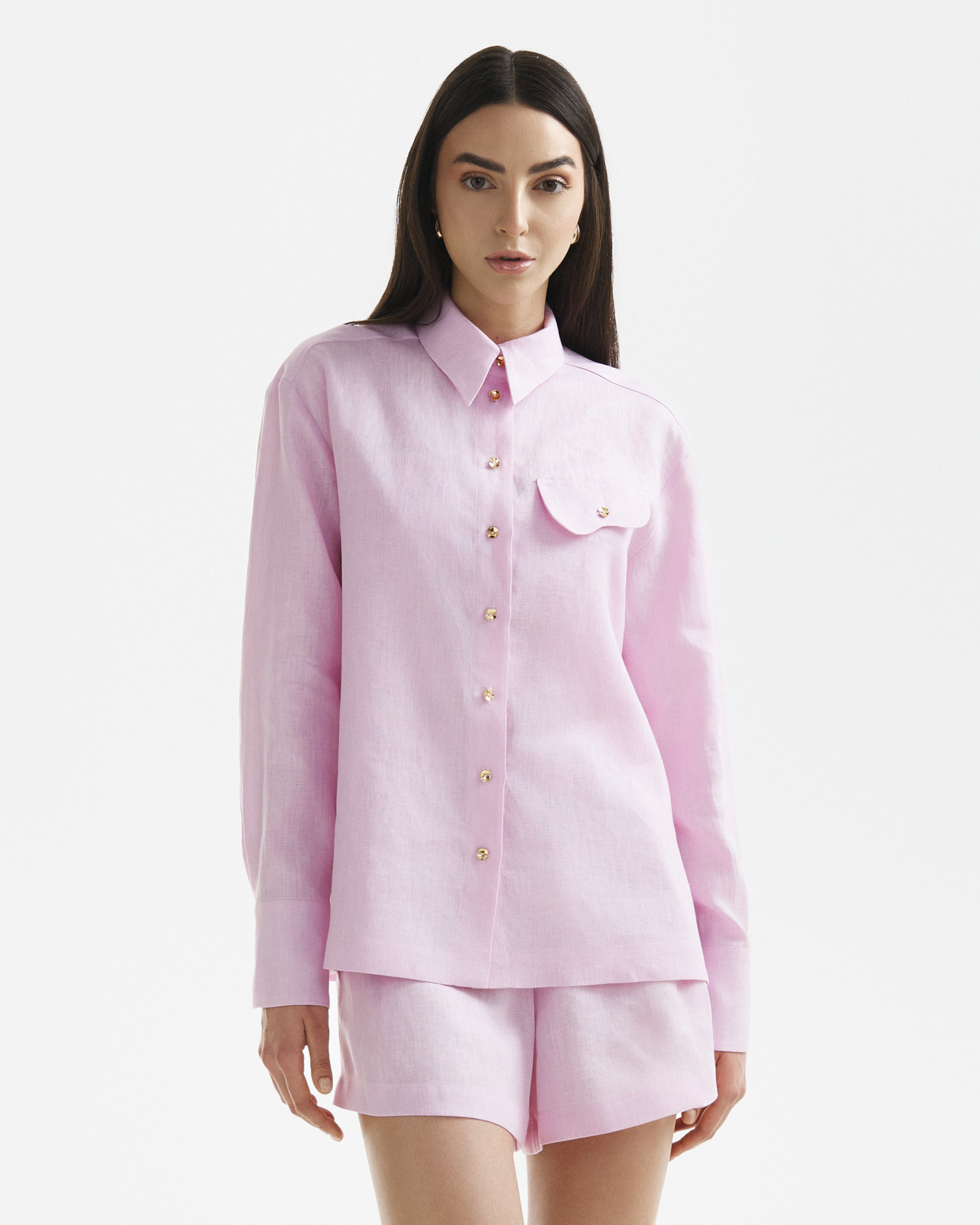Wave Linen Shirt Candy Pink