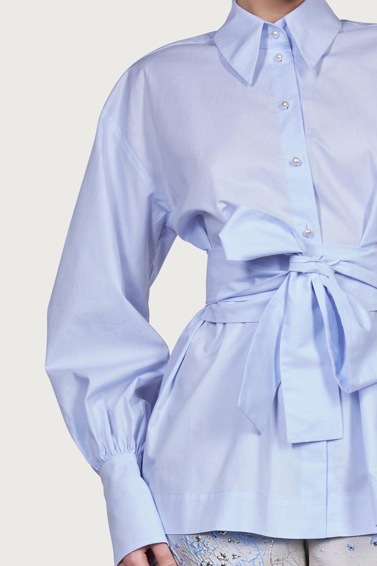 Balloon Sleeve Shirt Blue
