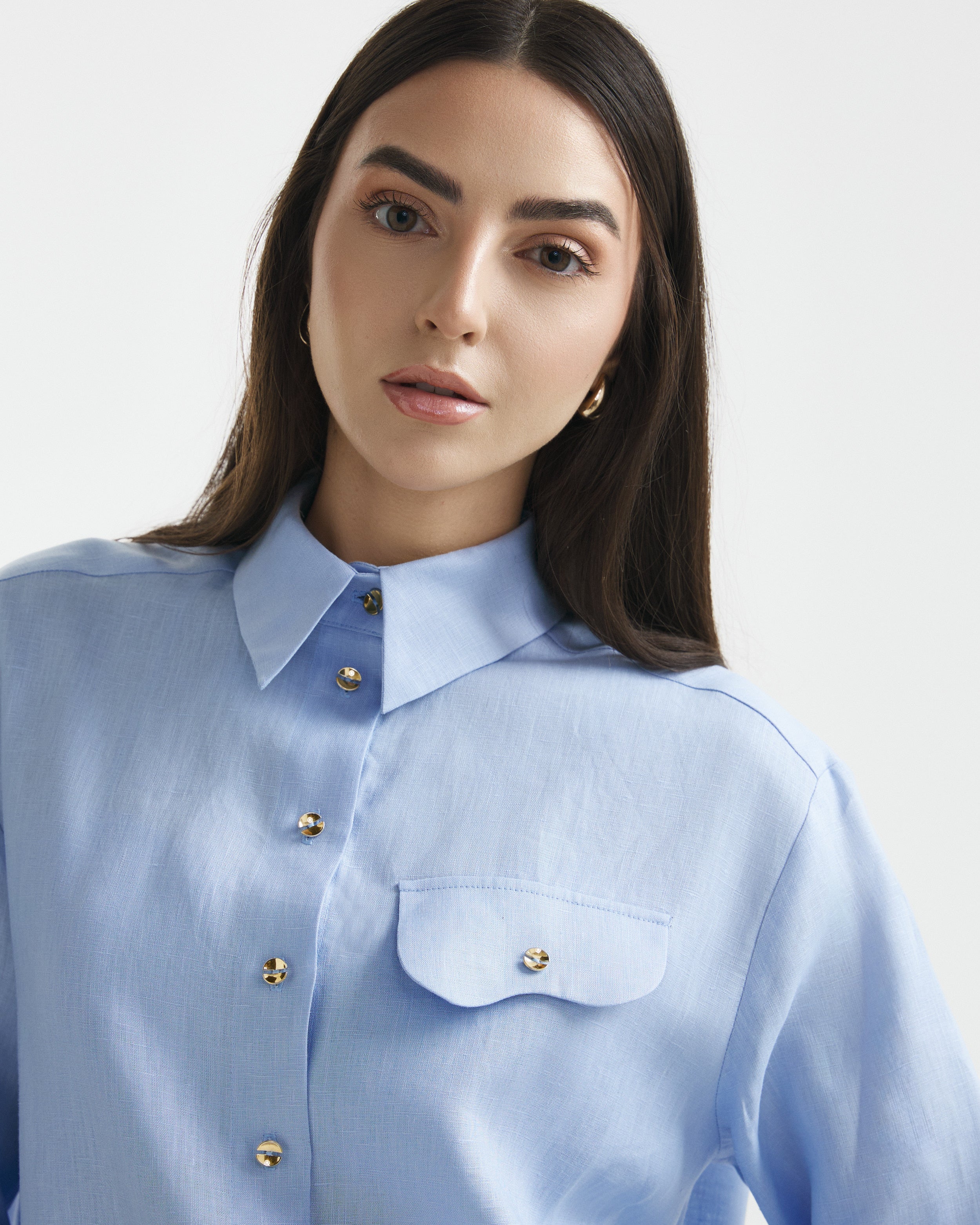 Wave Linen Shirt Icy Blue