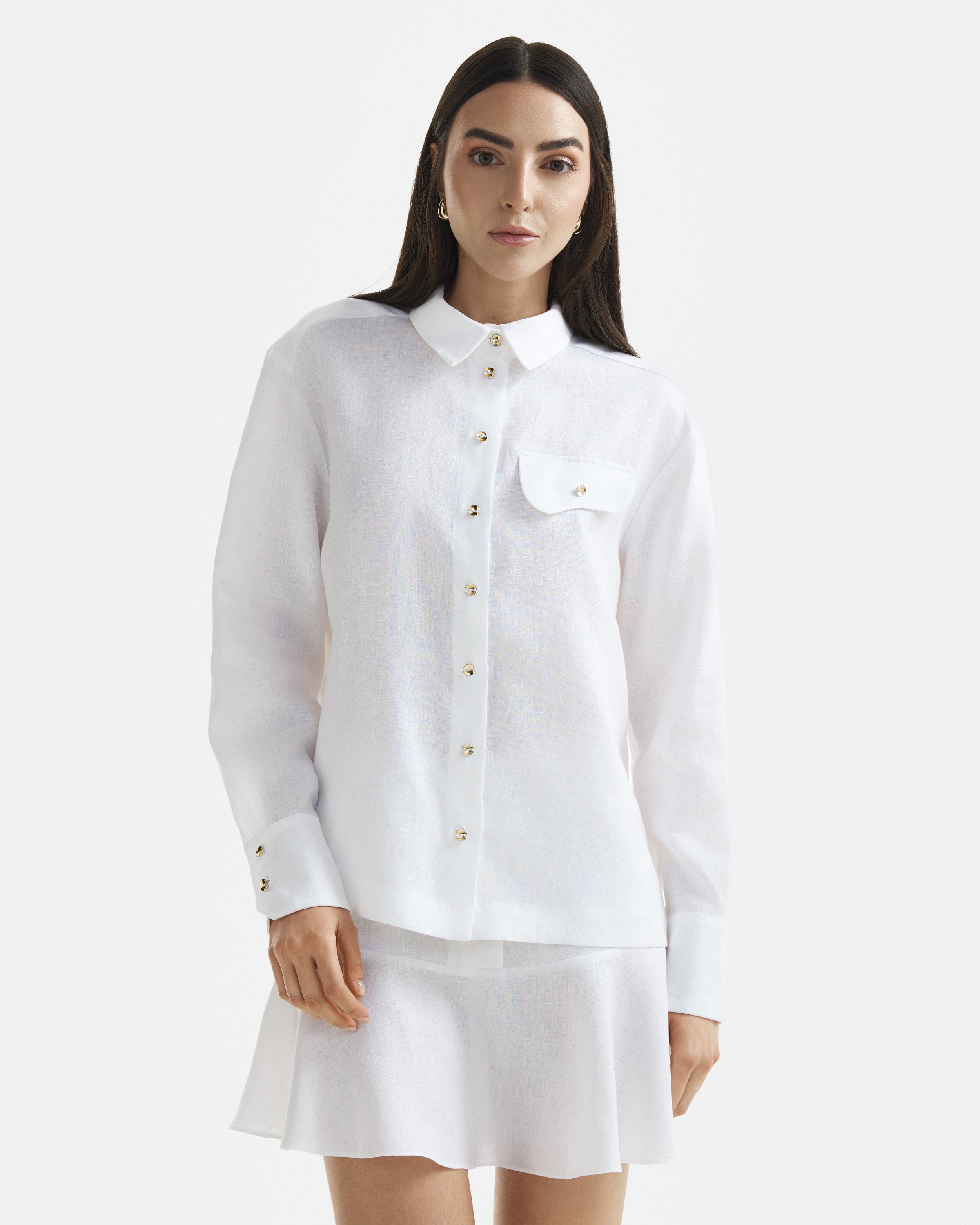Wave Linen Shirt White