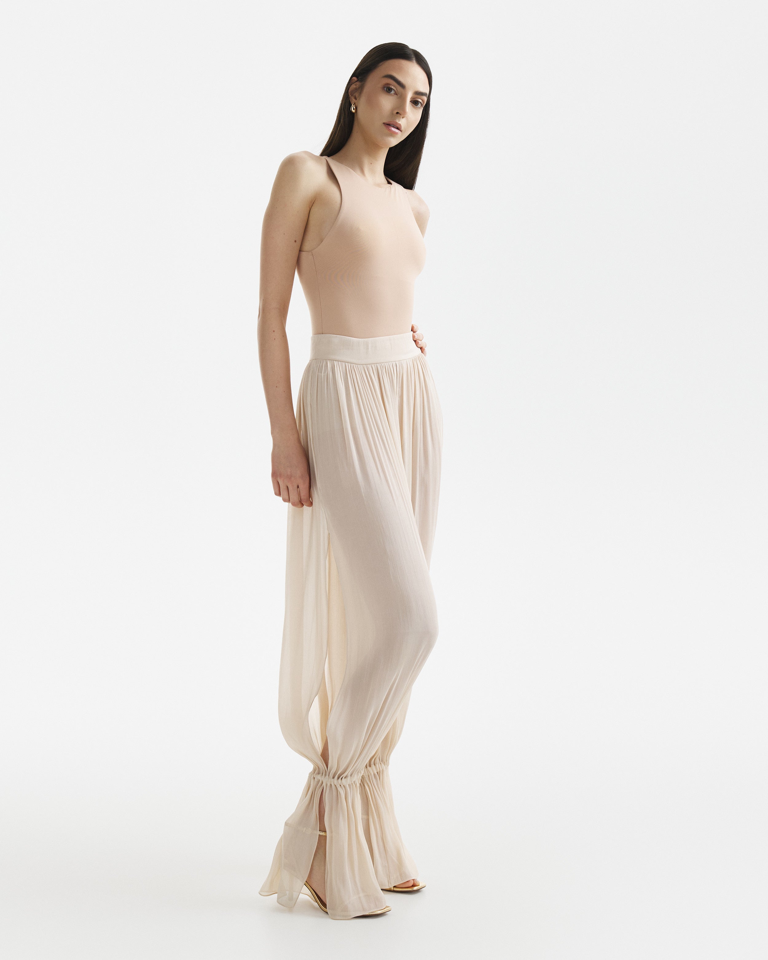 Glazed Balloon Trousers Cream