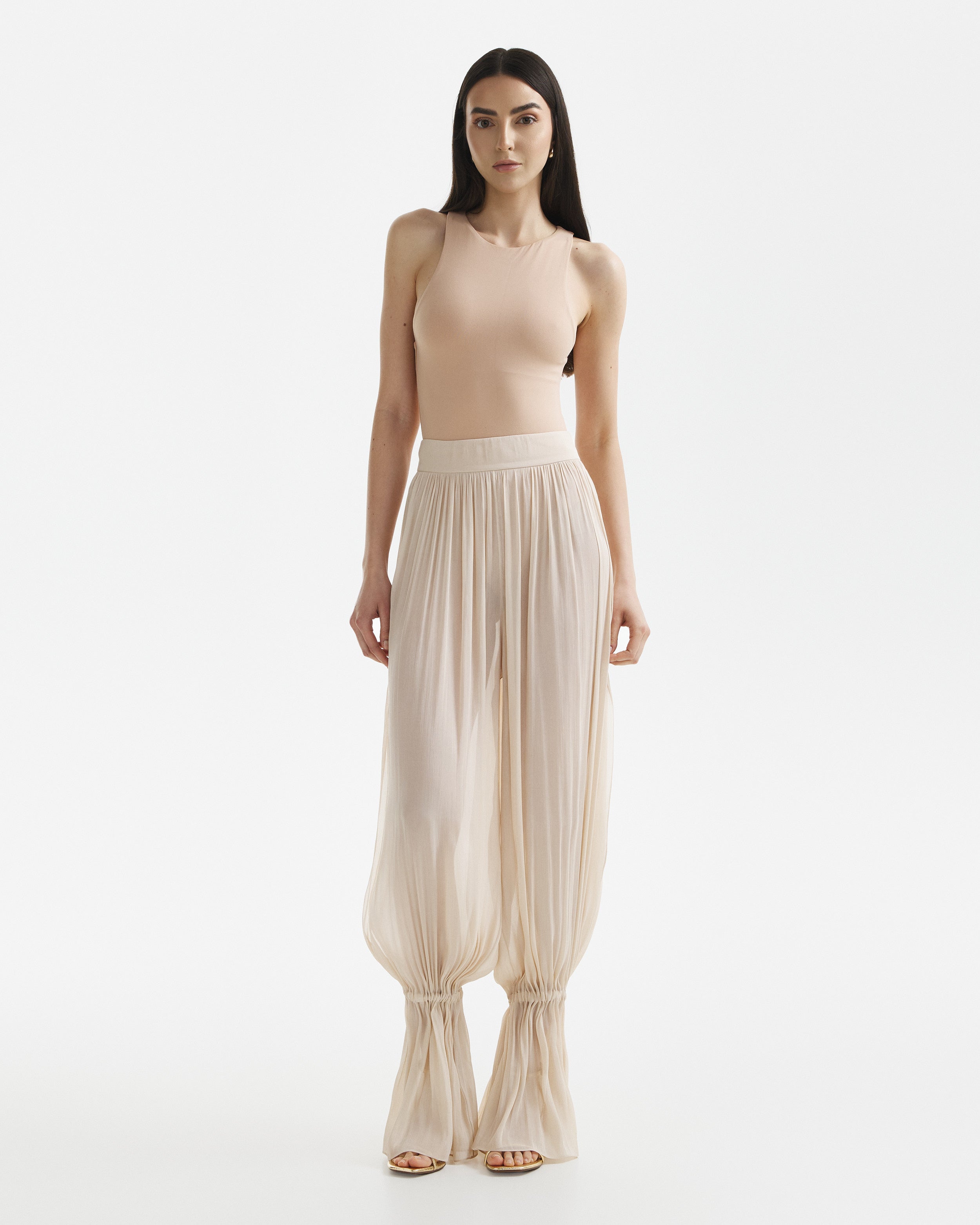 Glazed Balloon Trousers Cream