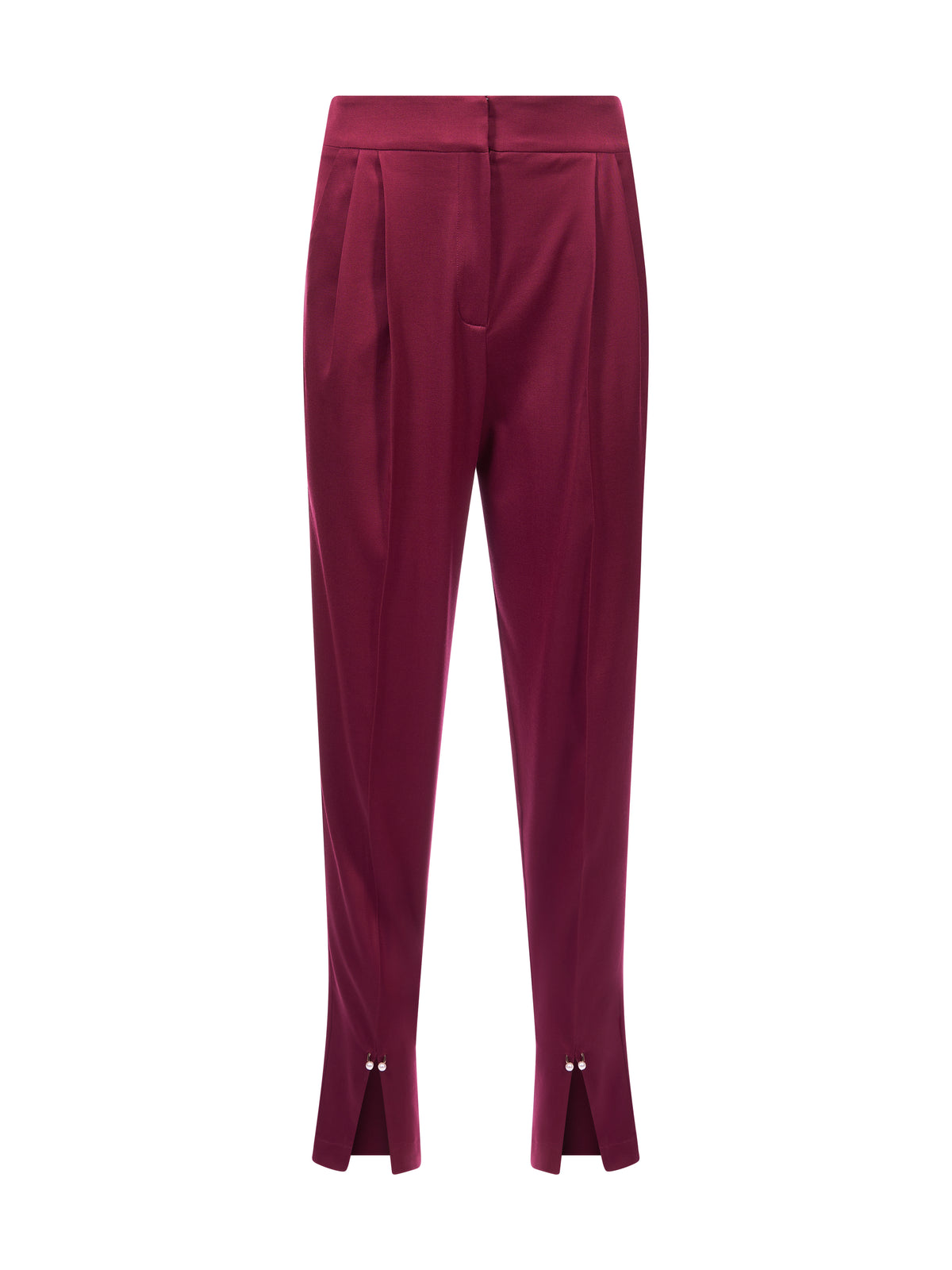 Pleated Pierced Wool Trousers Bordeaux