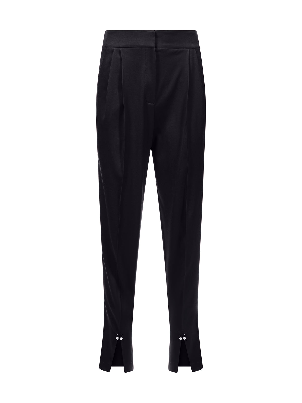 Pleated Pierced Wool Trousers Black