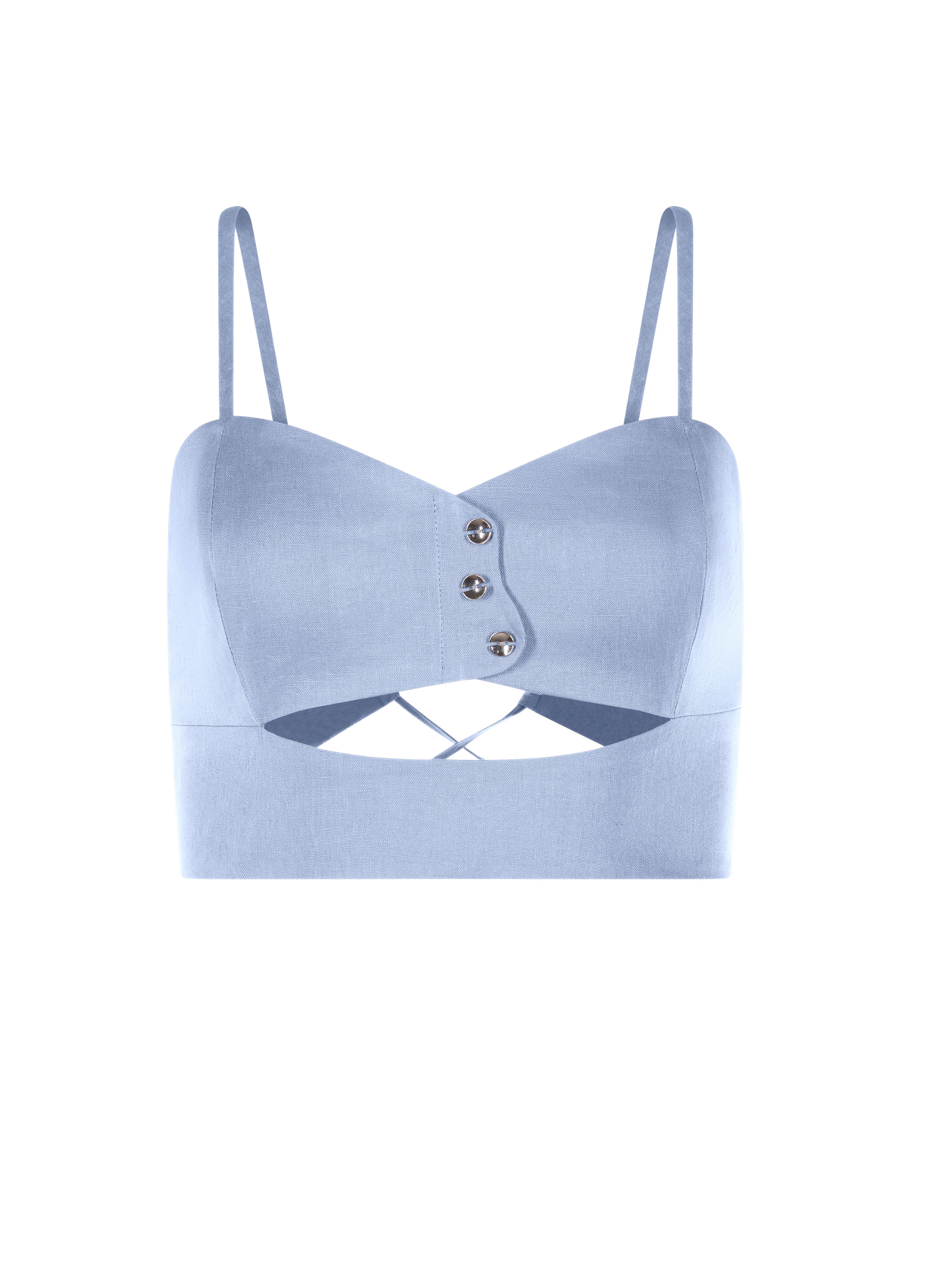 Wave Linen Corset Top Icy Blue