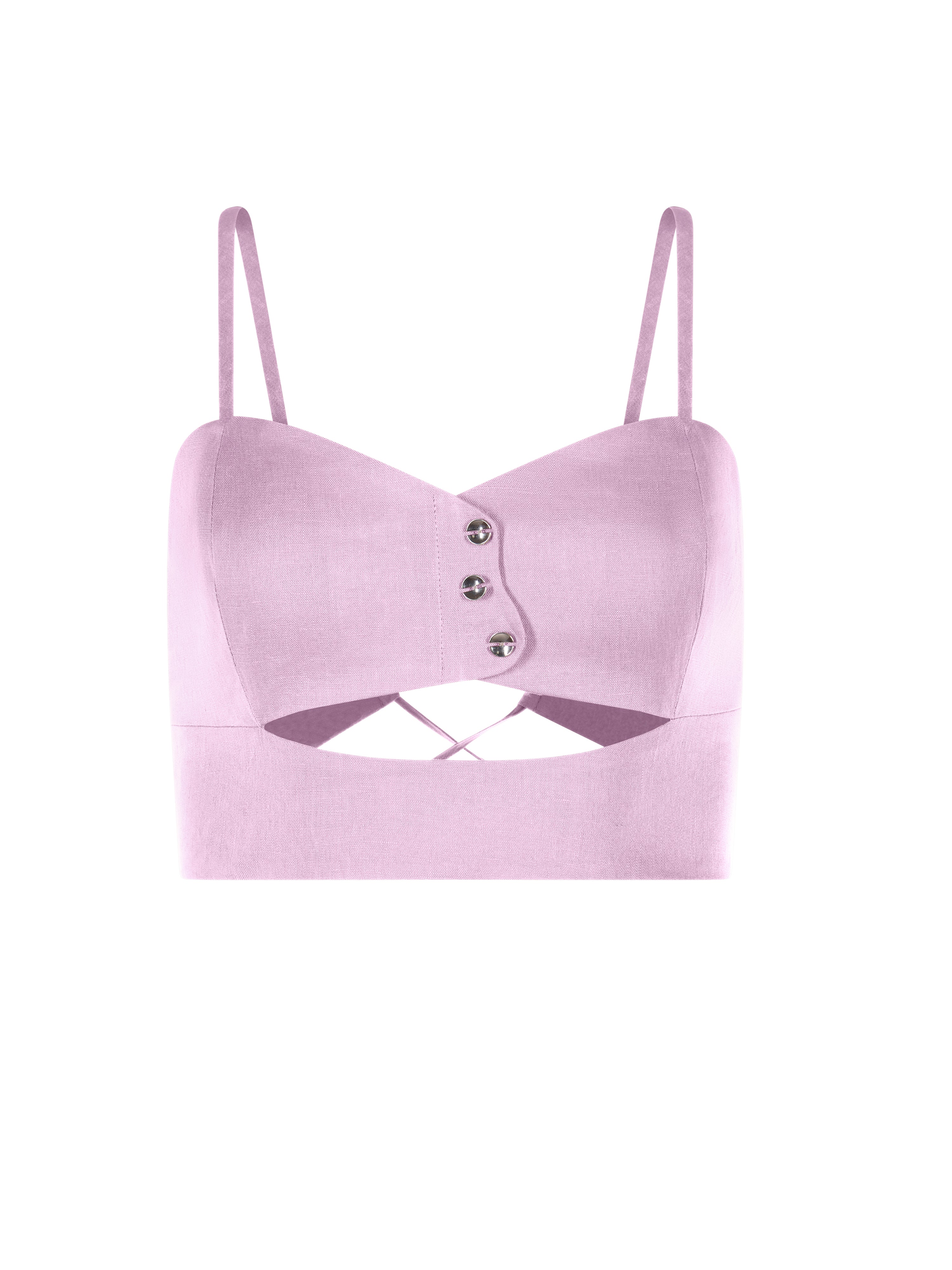 Wave Linen Corset Top Candy Pink