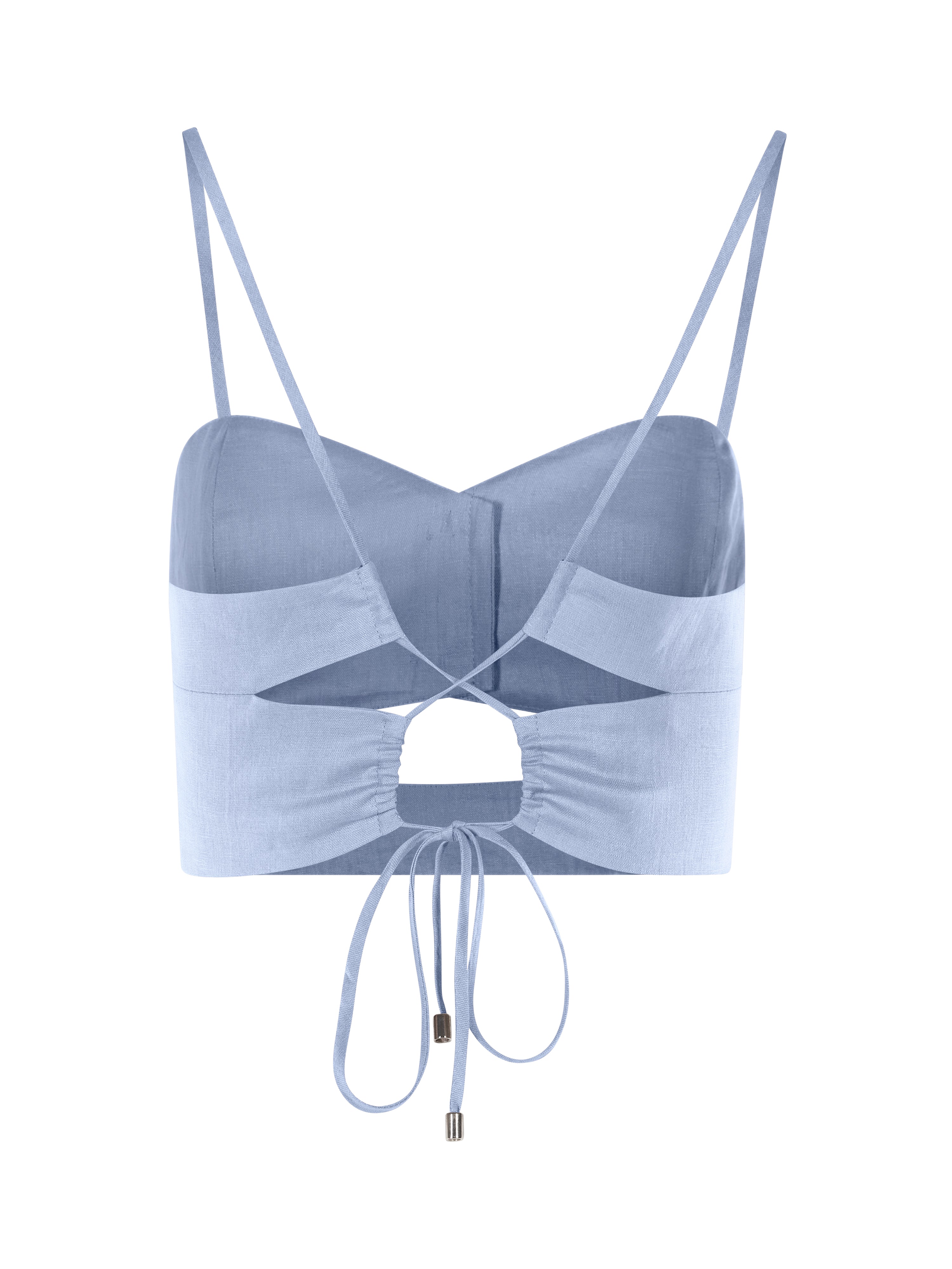 Wave Linen Corset Top Icy Blue