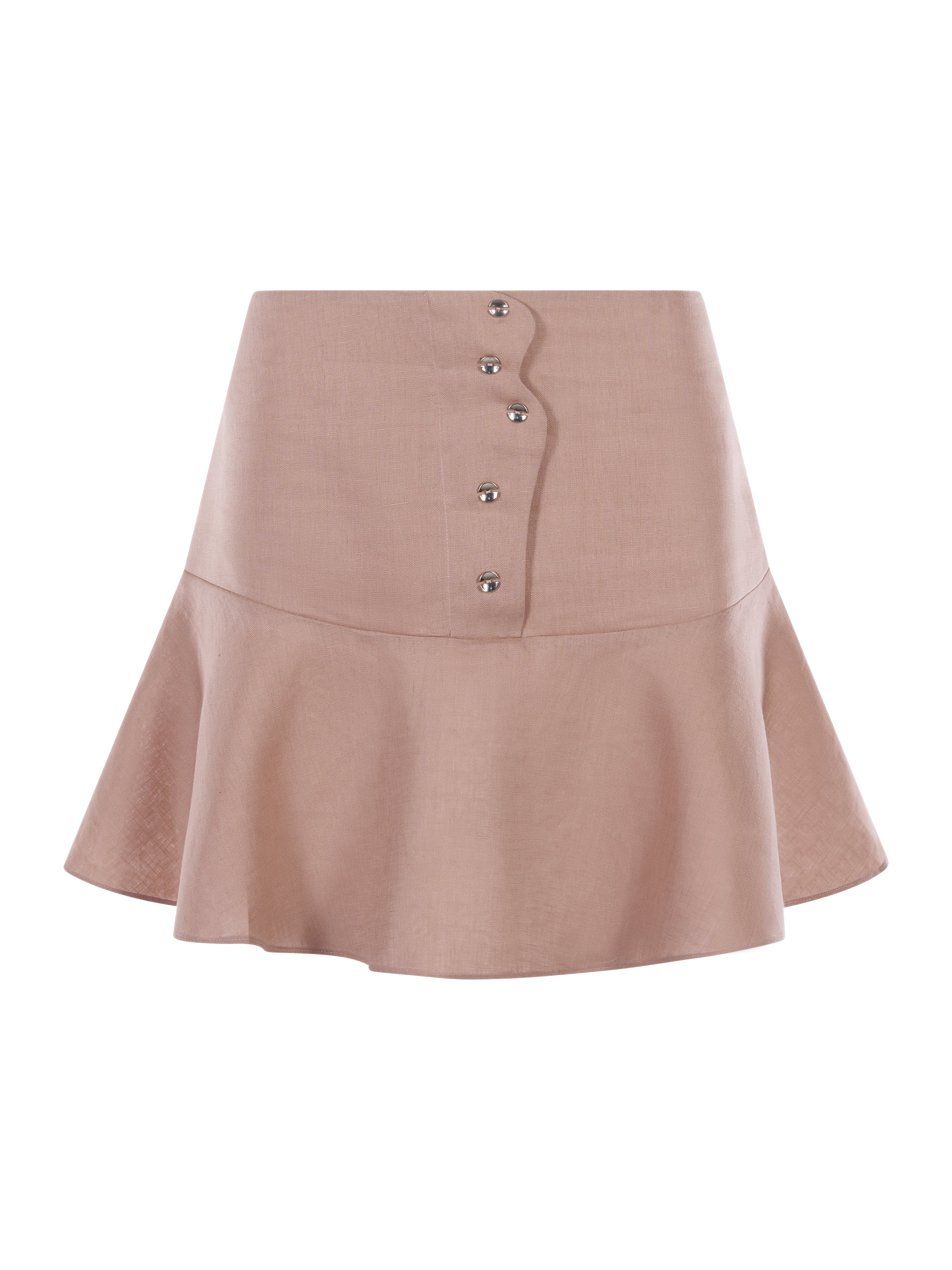 Wave Linen Mini Skirt Warm Taupe