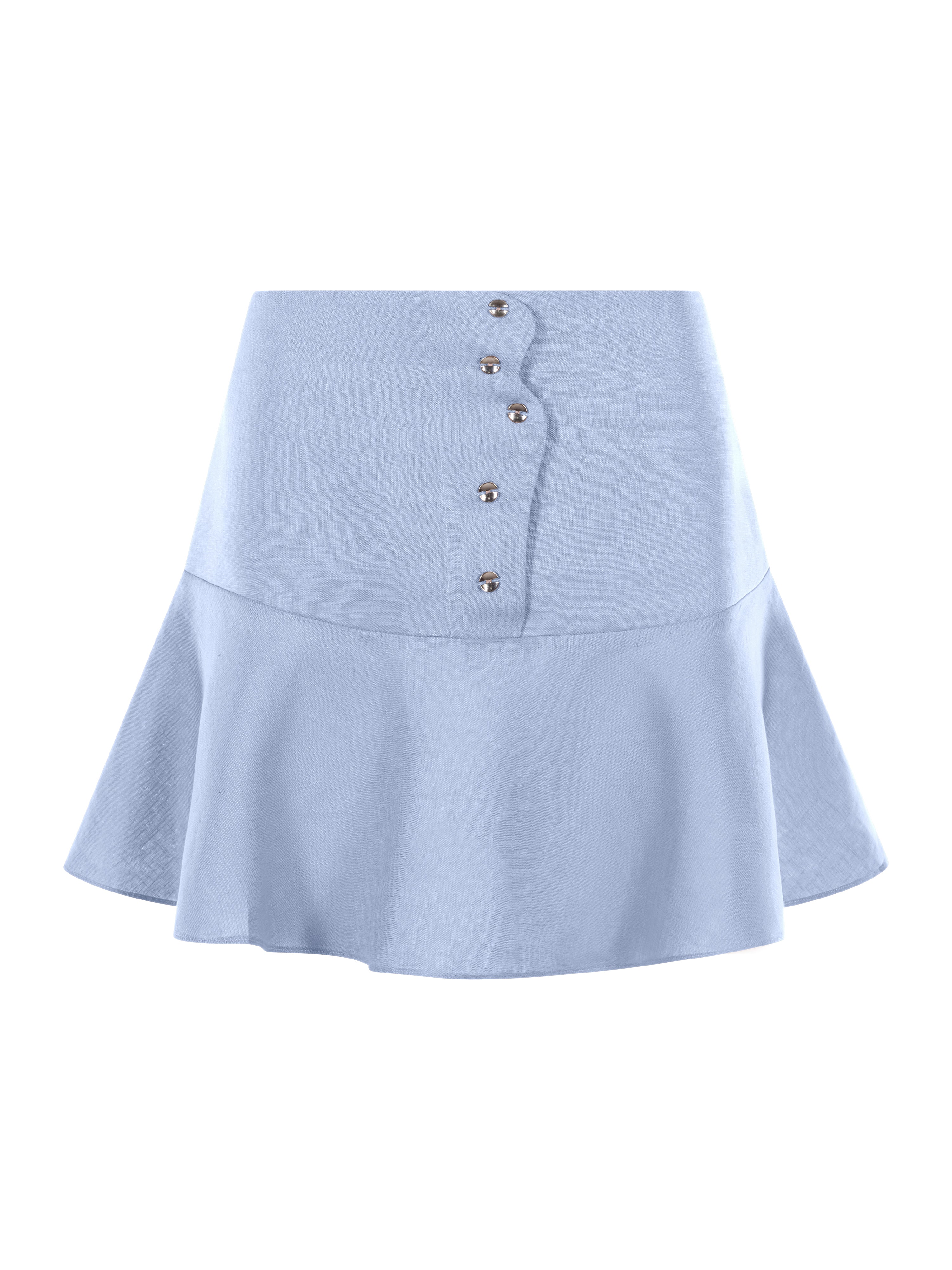 Wave Linen Mini Skirt Icy Blue