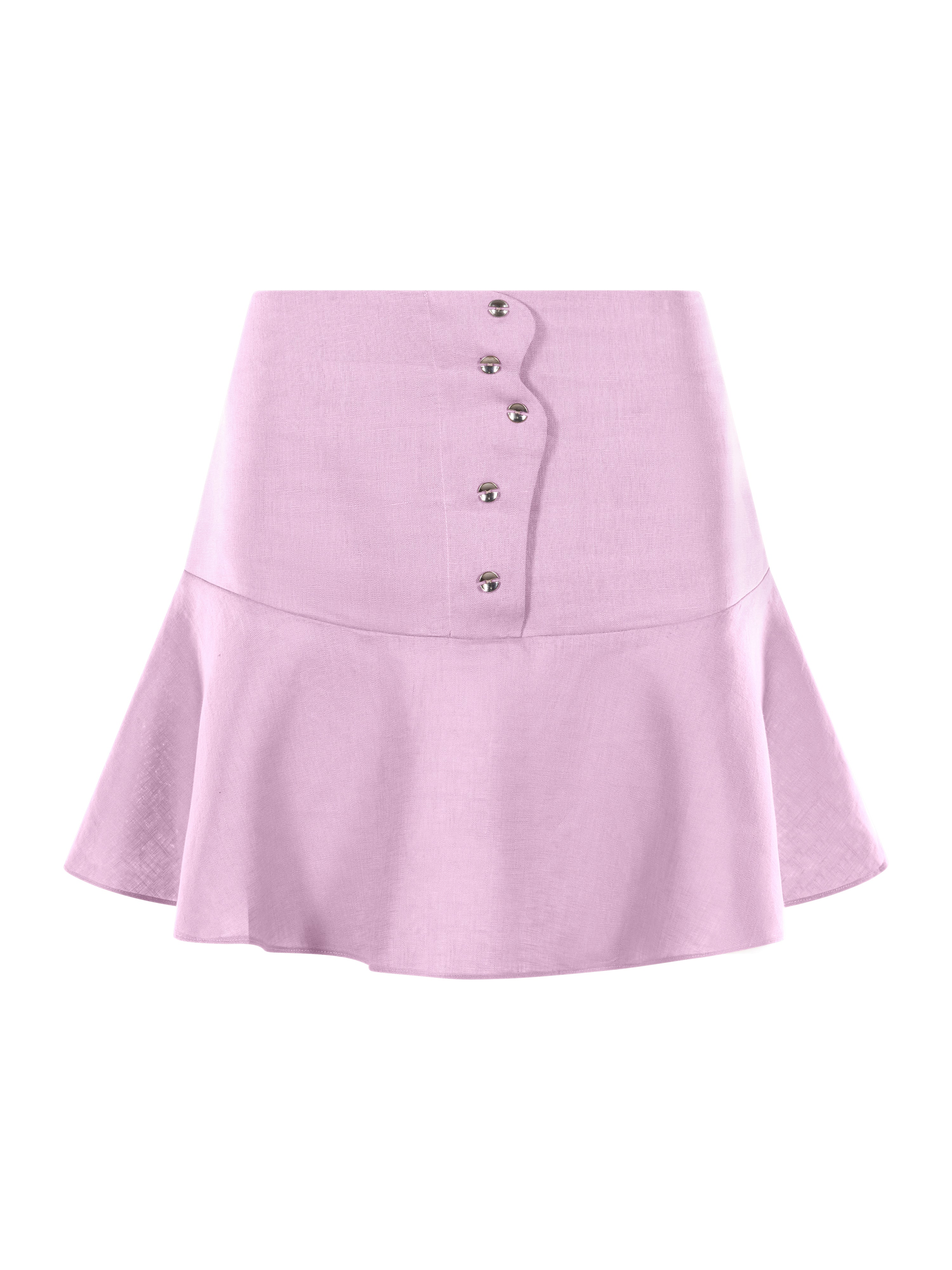 Wave Linen Mini Skirt Candy Pink