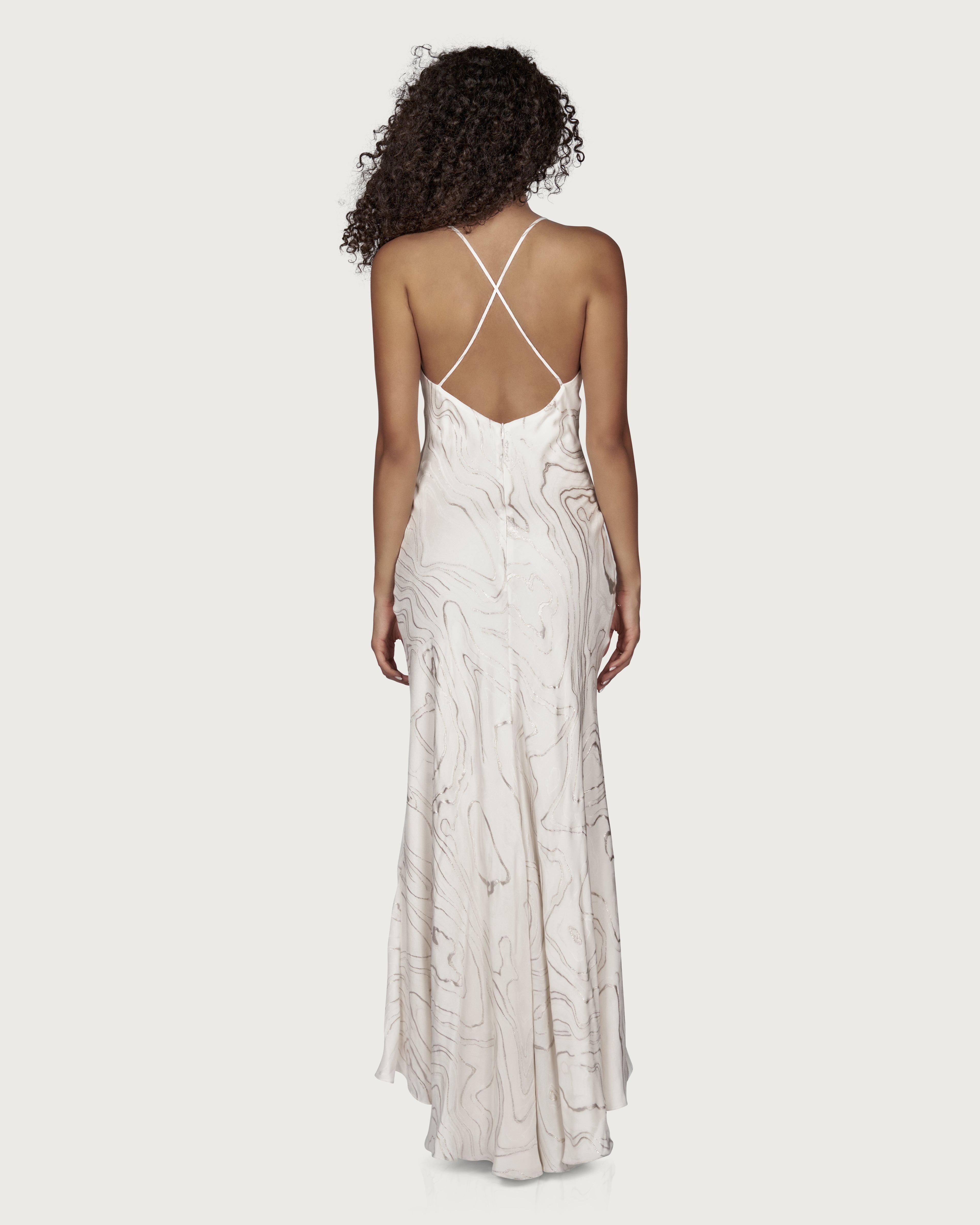 Silk Slipdress with Silver Embroidery