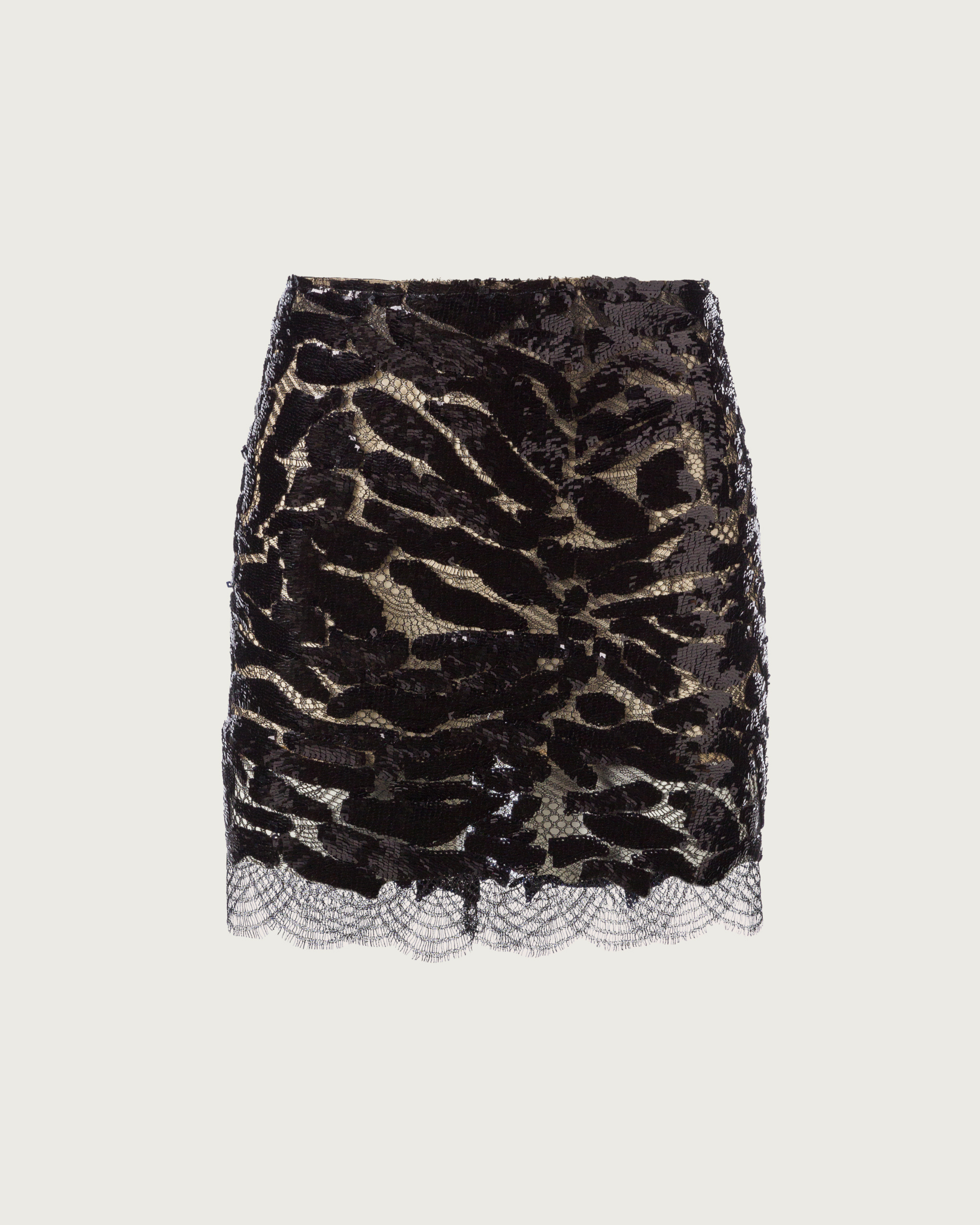 Animalier Sequins Lace Mini Skirt