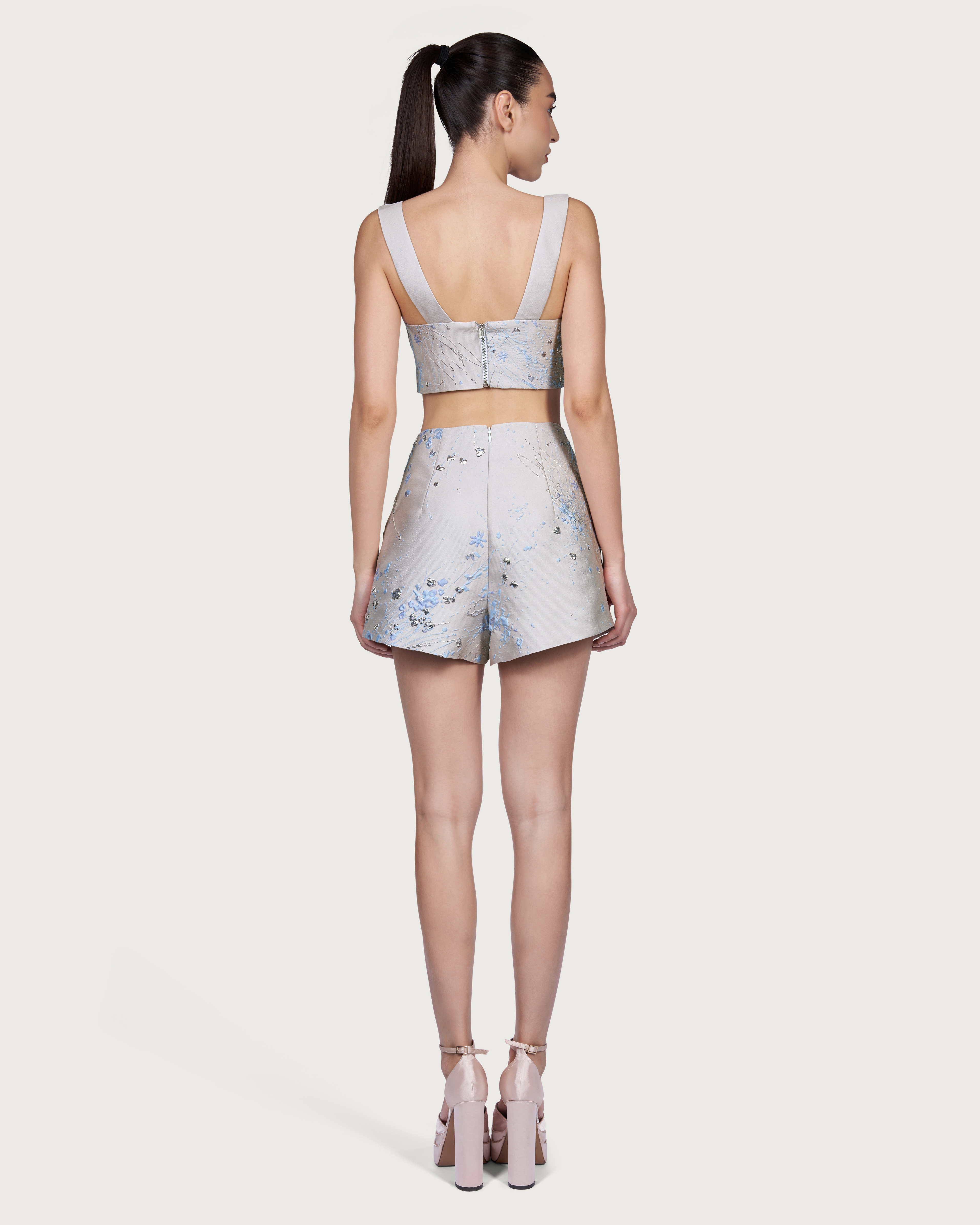Brocade Shorts Pearl White