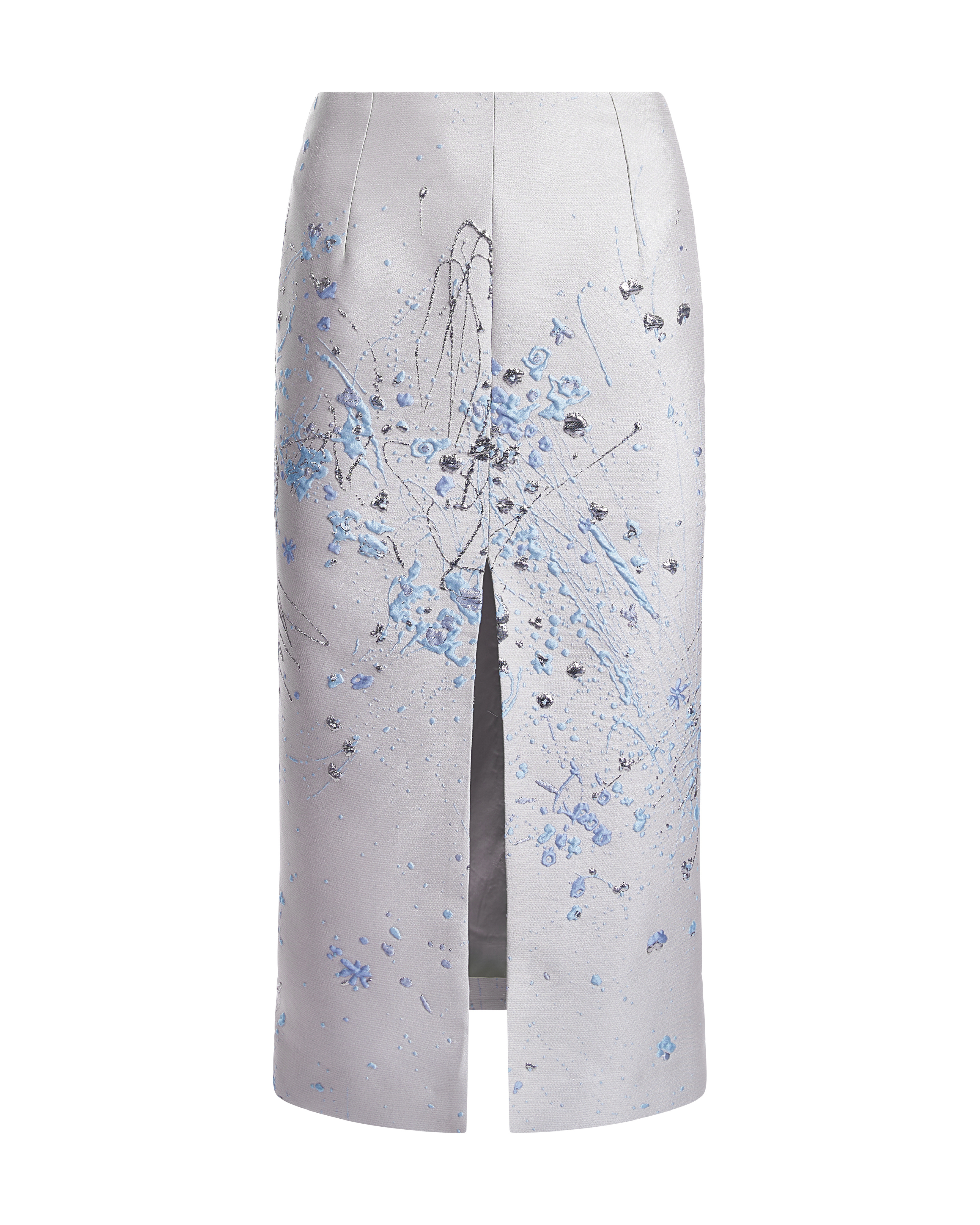 Brocade Split Midi Skirt
