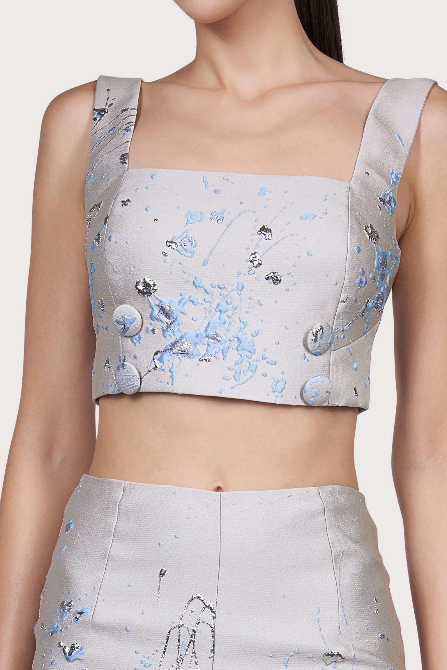 Brocade Bustier Top Pearl White