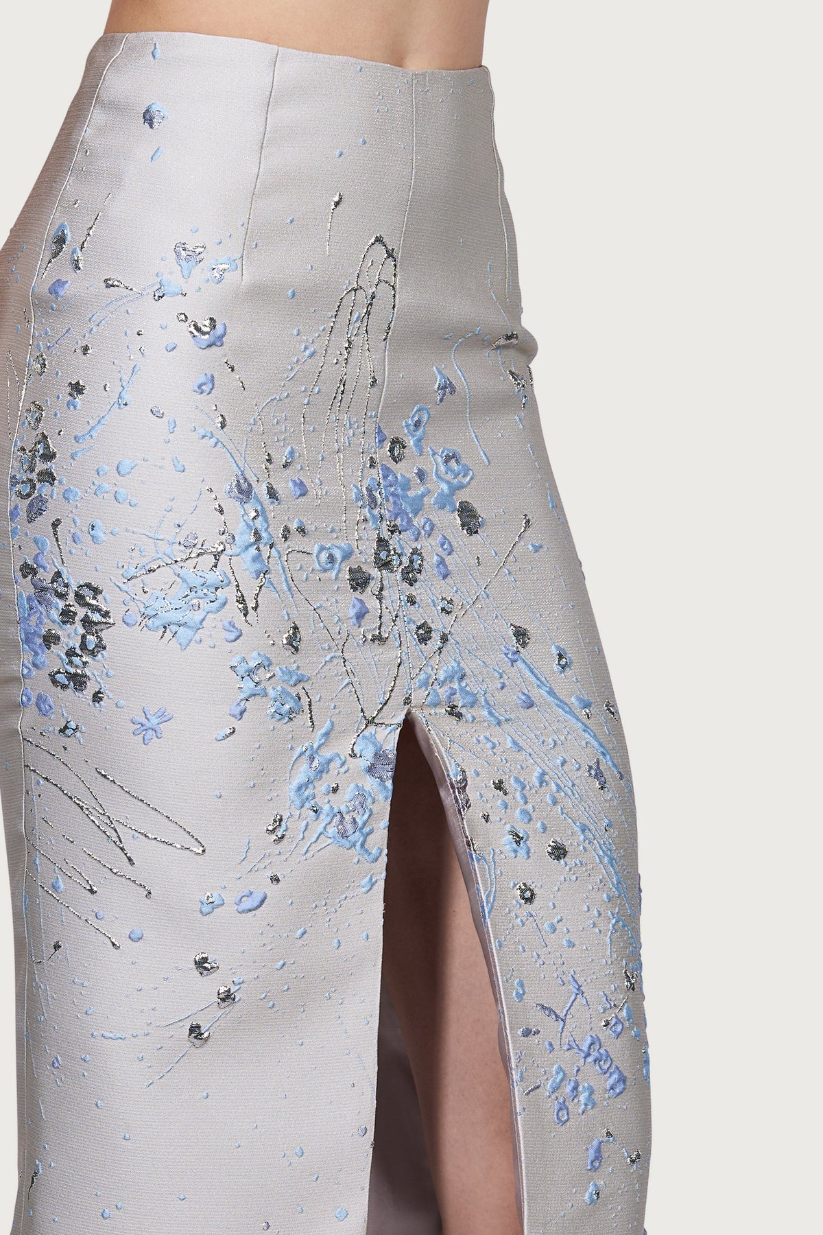 Brocade Split Midi Skirt