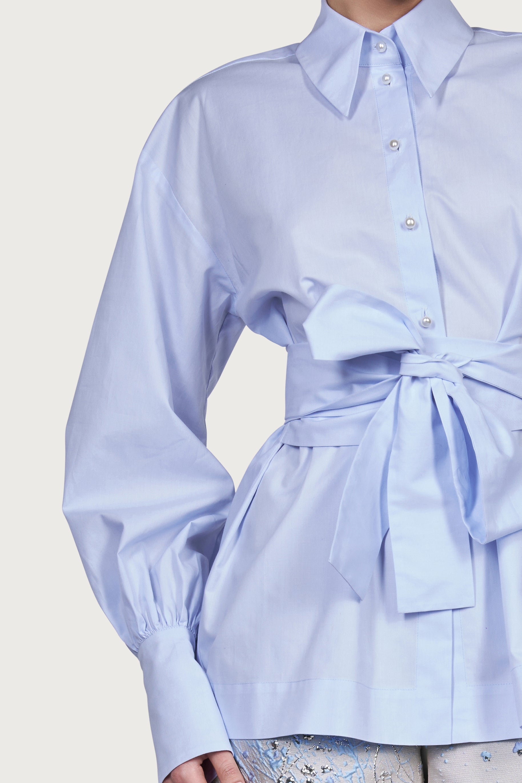 Balloon Sleeve Shirt Blue