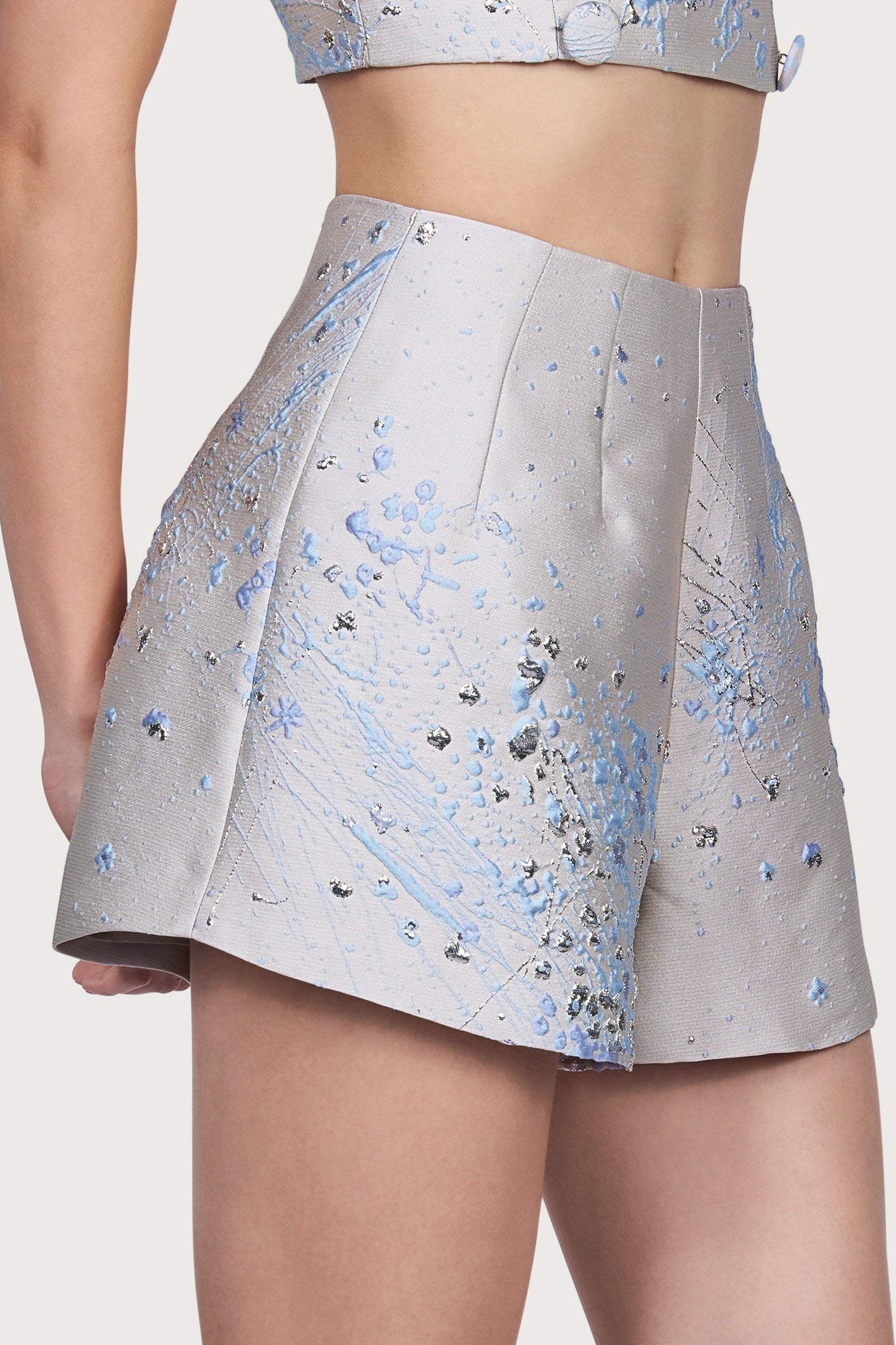 Brocade Shorts Pearl White