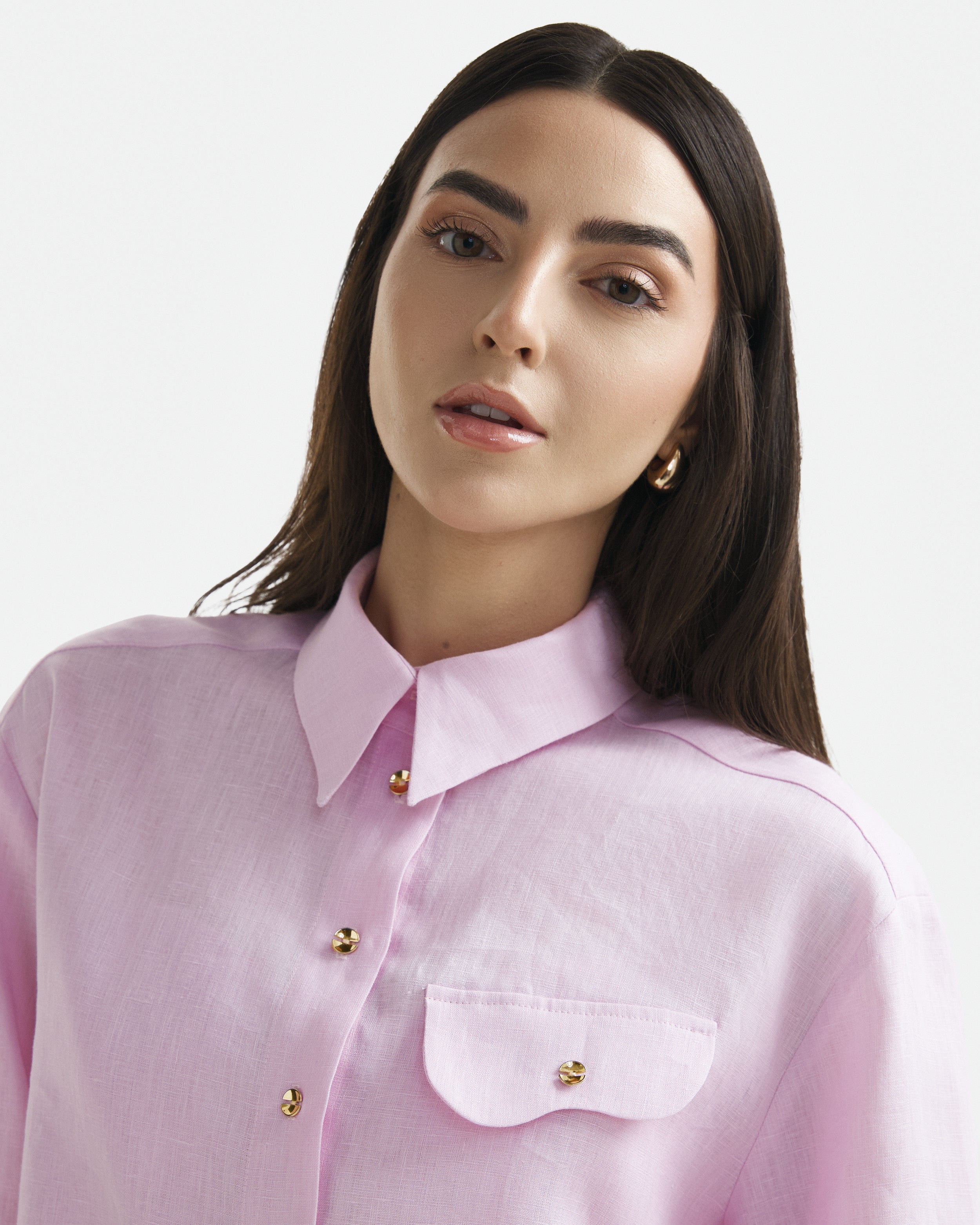 Wave Linen Shirt Candy Pink