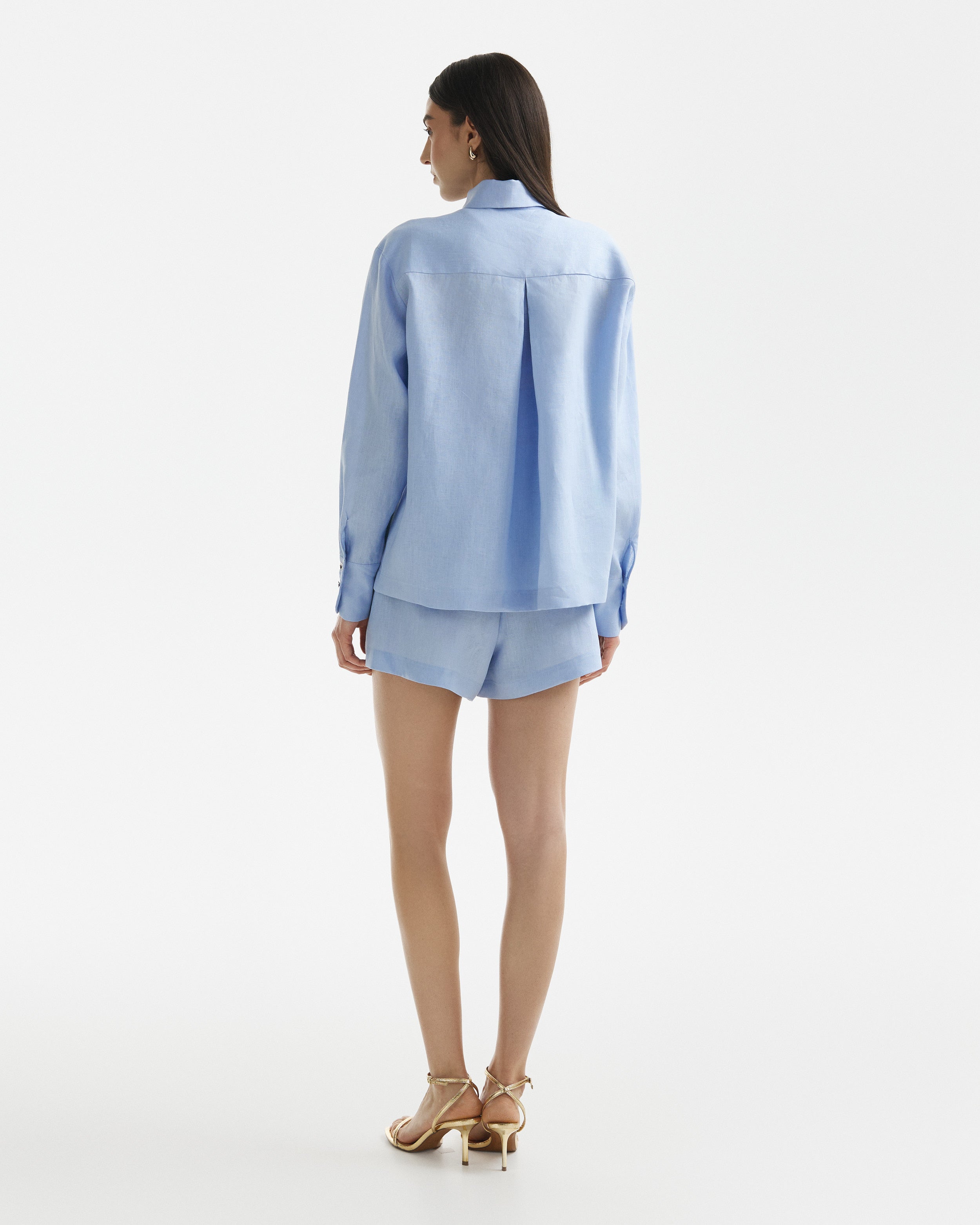 Wave Linen Shirt Icy Blue