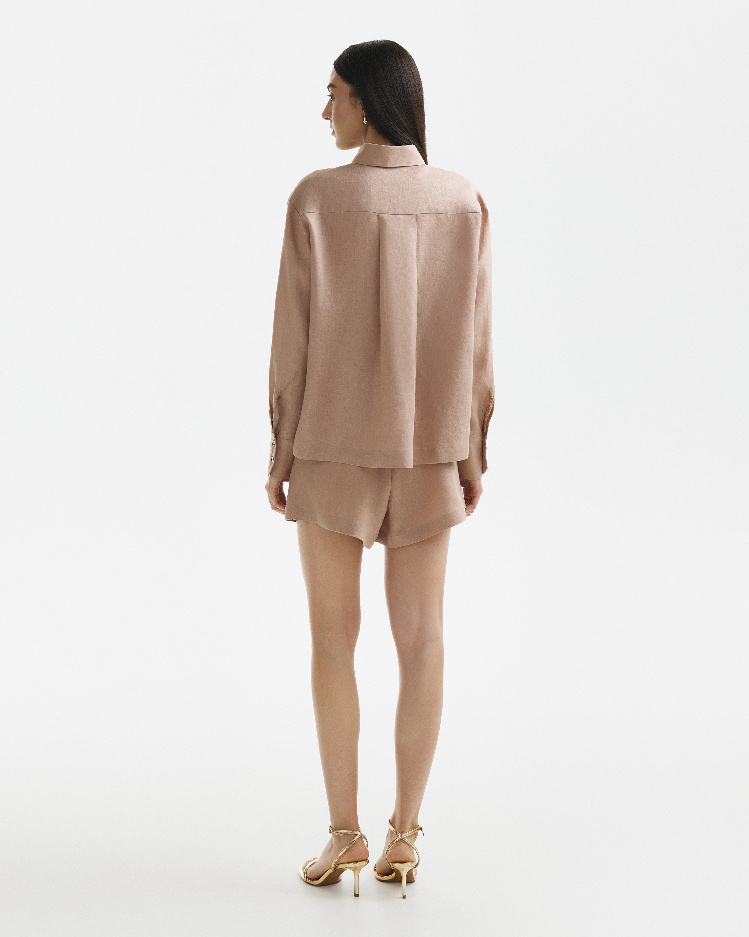Wave Linen Shirt Warm Taupe