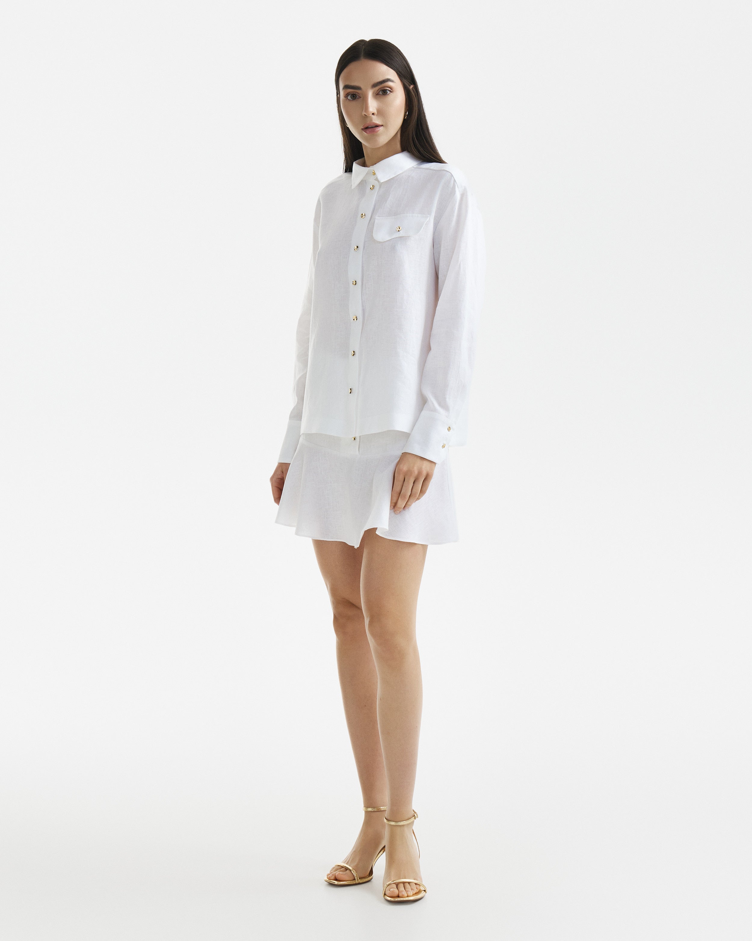 Wave Linen Shirt White