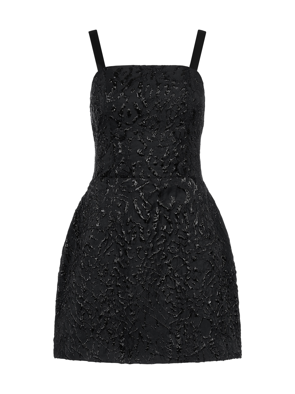 Jacquard Mini Dress with Buttons Black