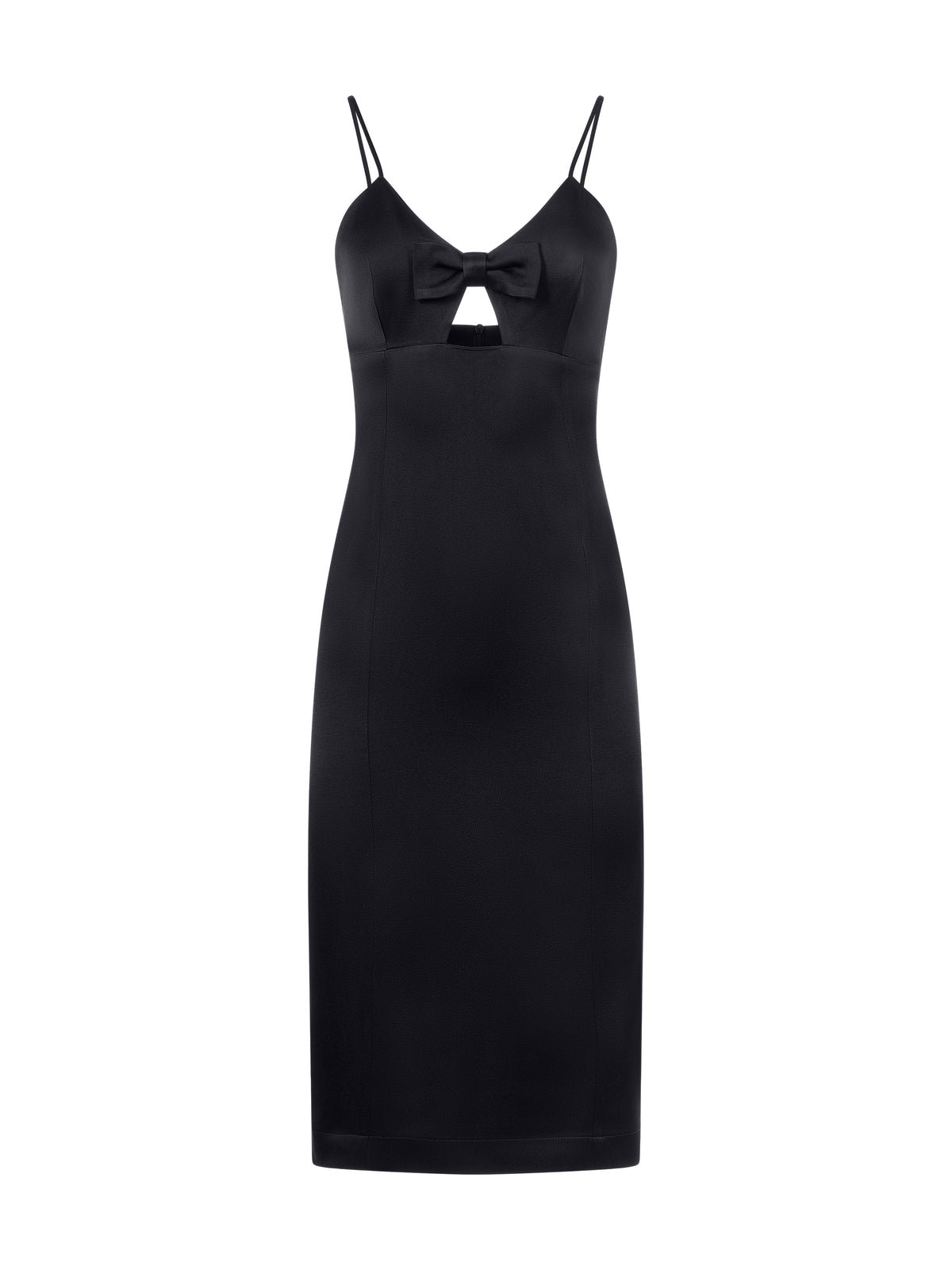 Crepe Midi Dress with Bow Black
