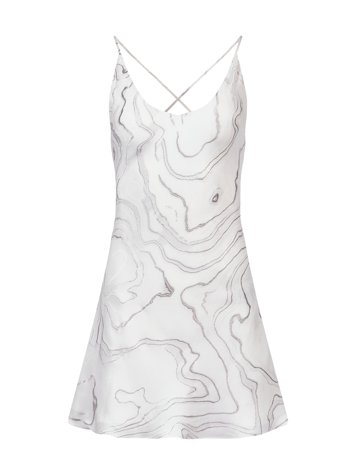 Mini Silk Slipdress with Silver Embroidery