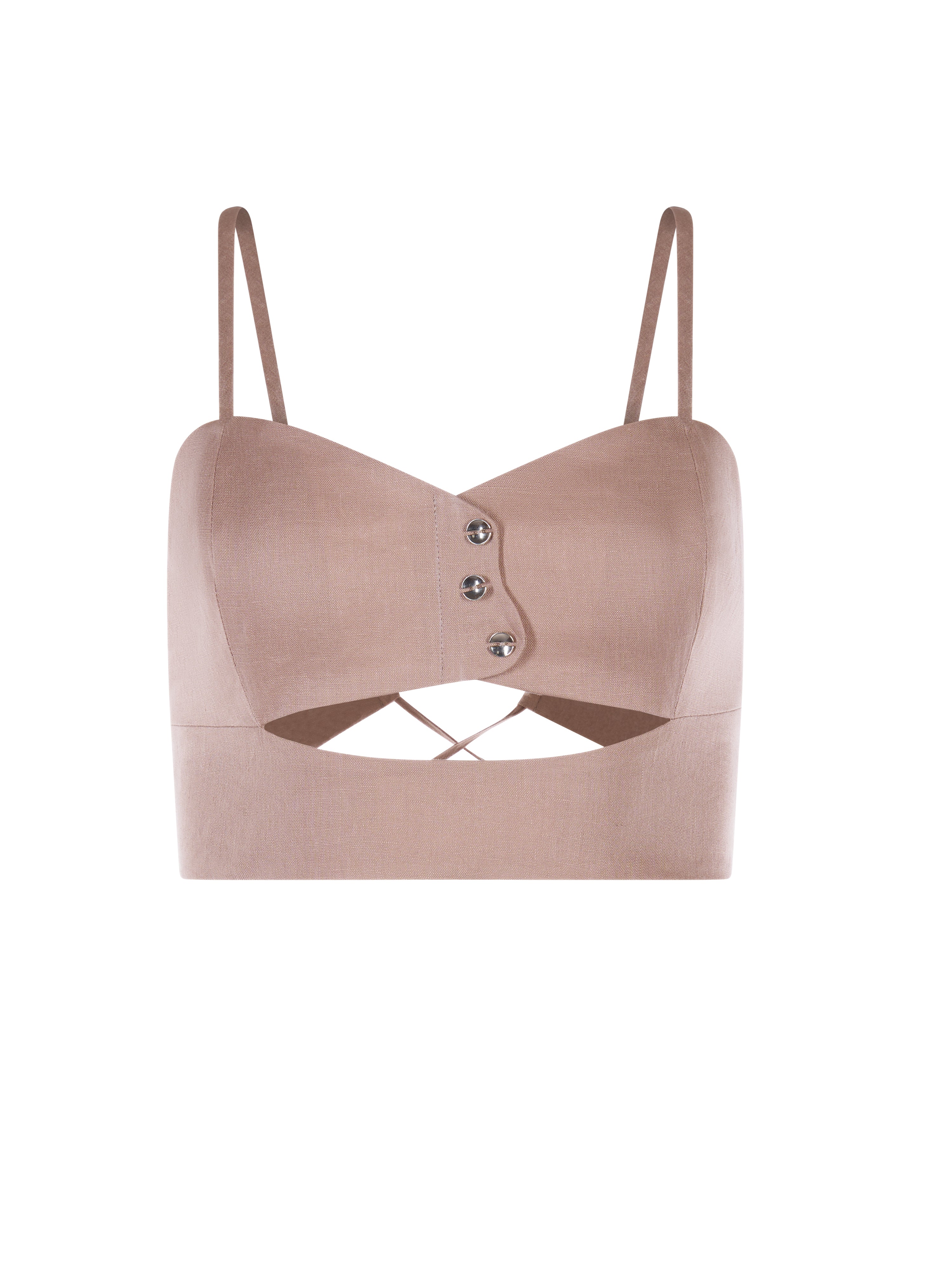 Wave Linen Corset Top Warm Taupe