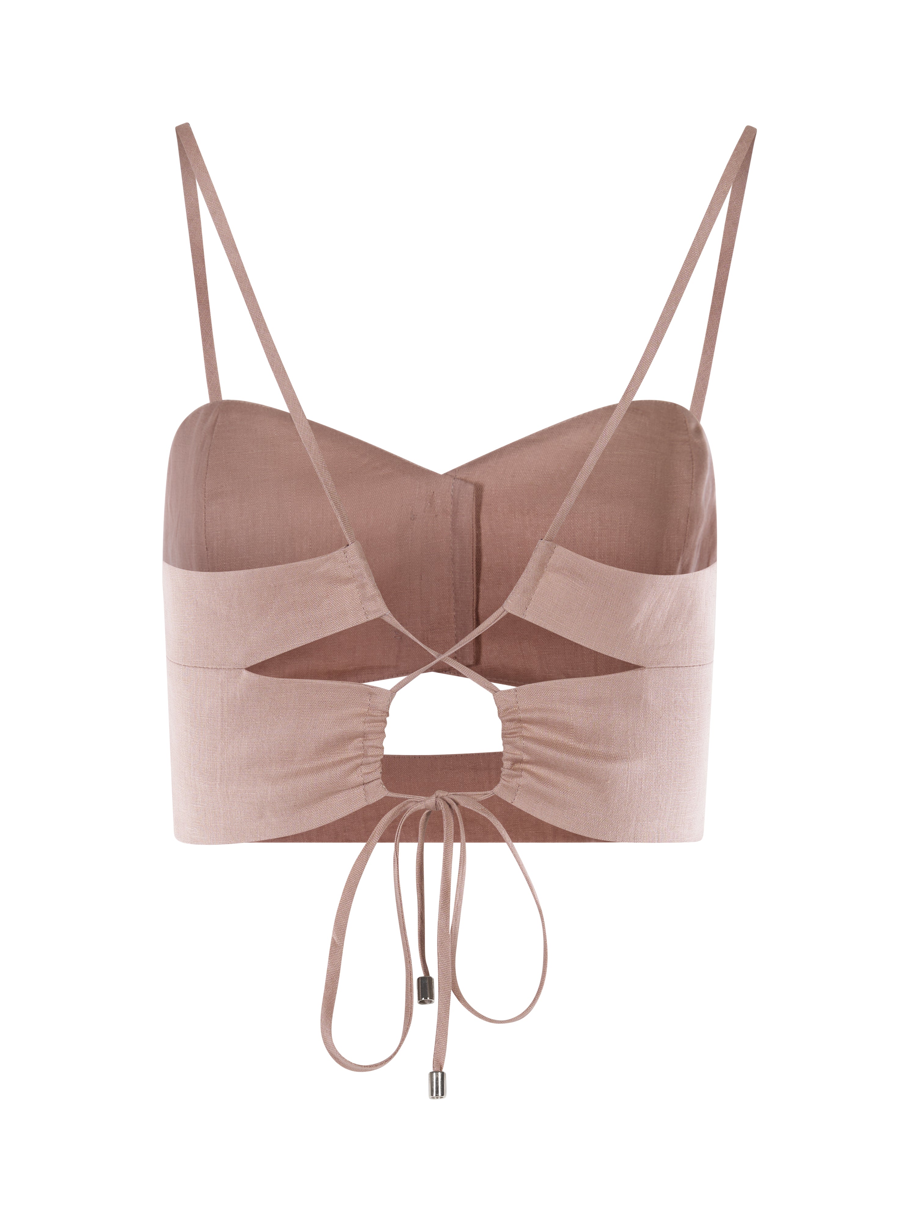 Wave Linen Corset Top Warm Taupe