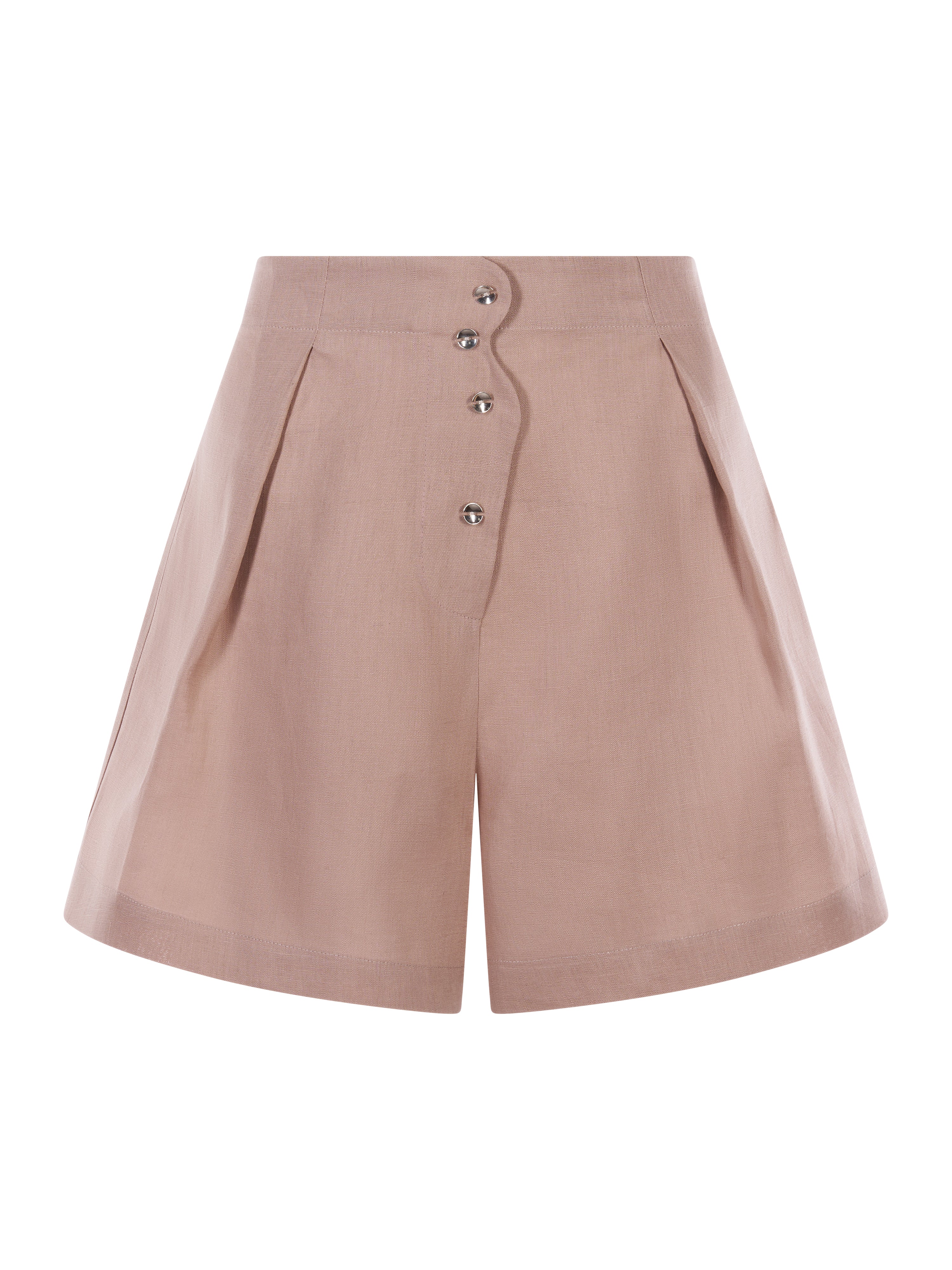 Wave Tailored Linen Shorts Warm Taupe