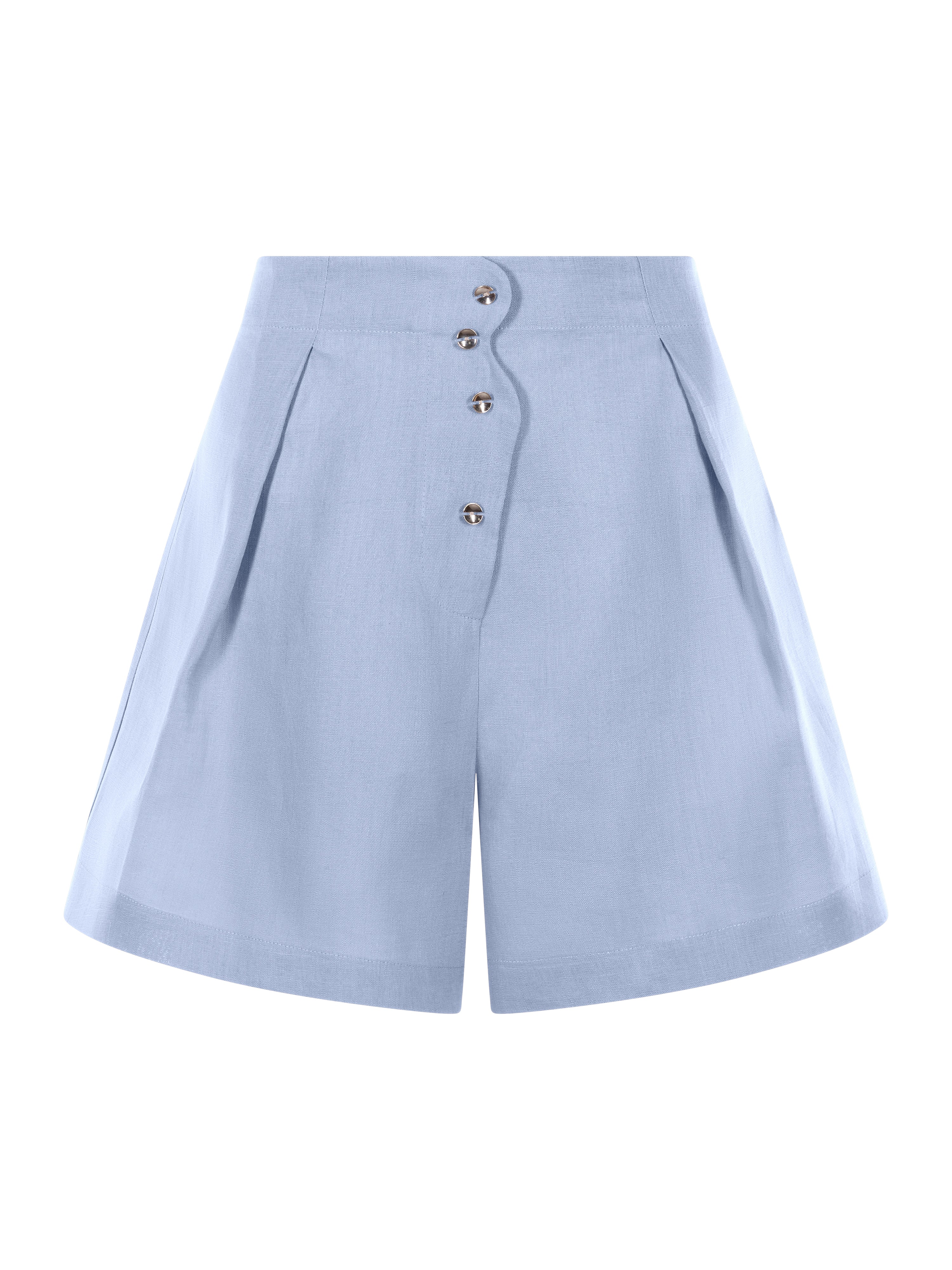 Wave Tailored Linen Shorts Icy Blue