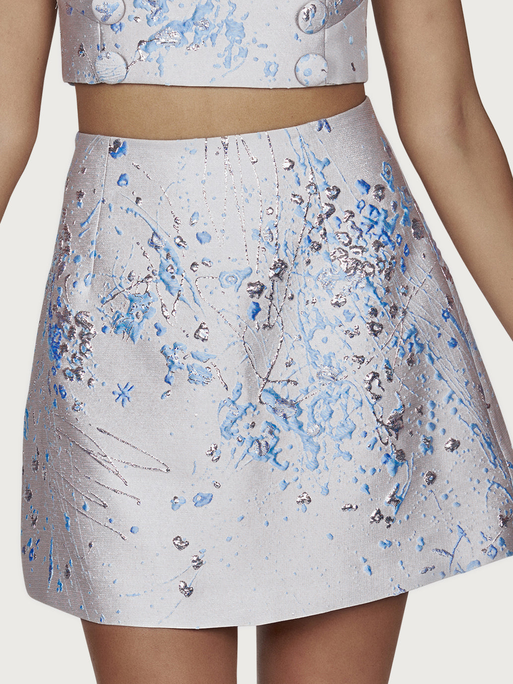 Brocade Mini Skirt Pearl White