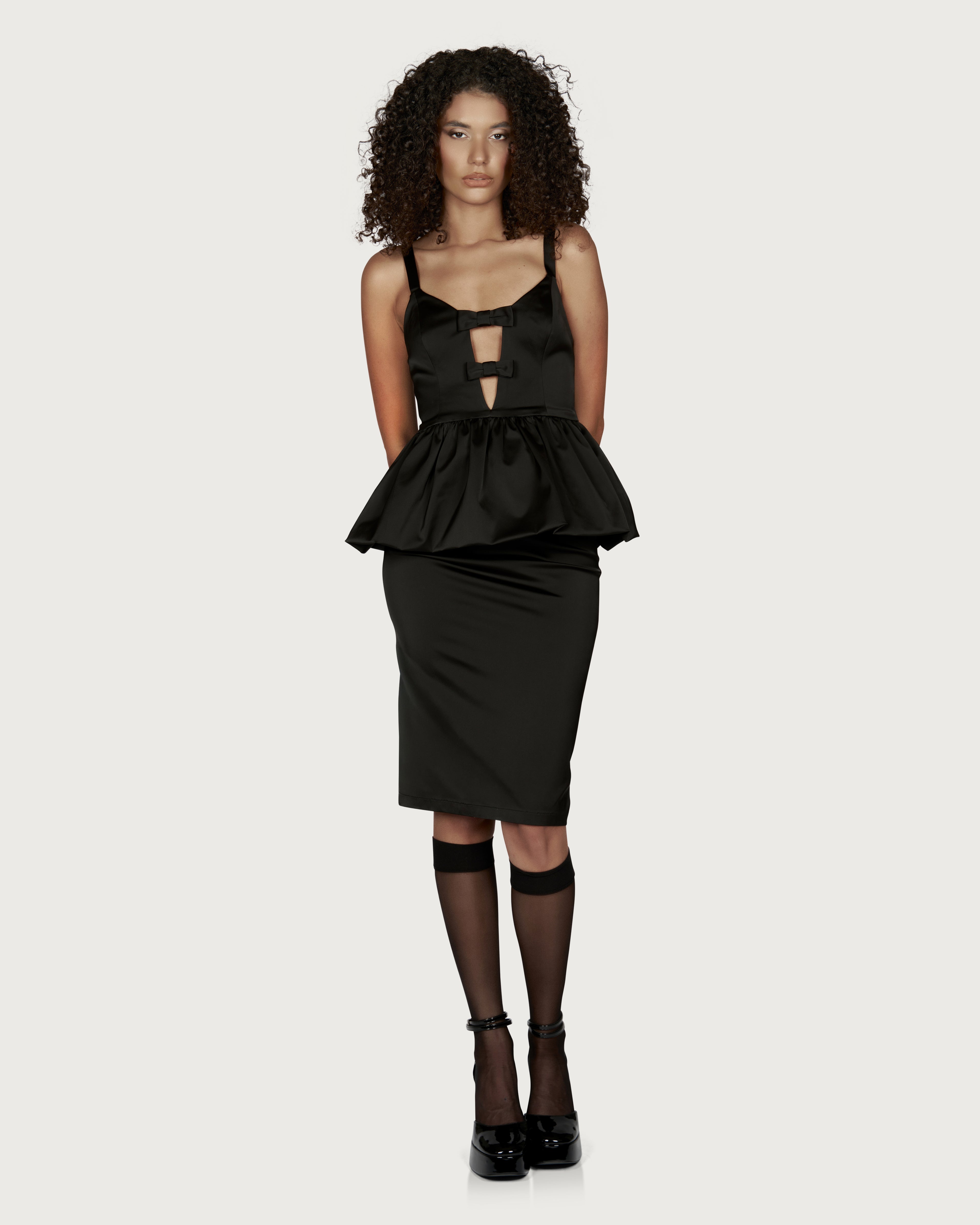 Peplum Corset with Bows Black