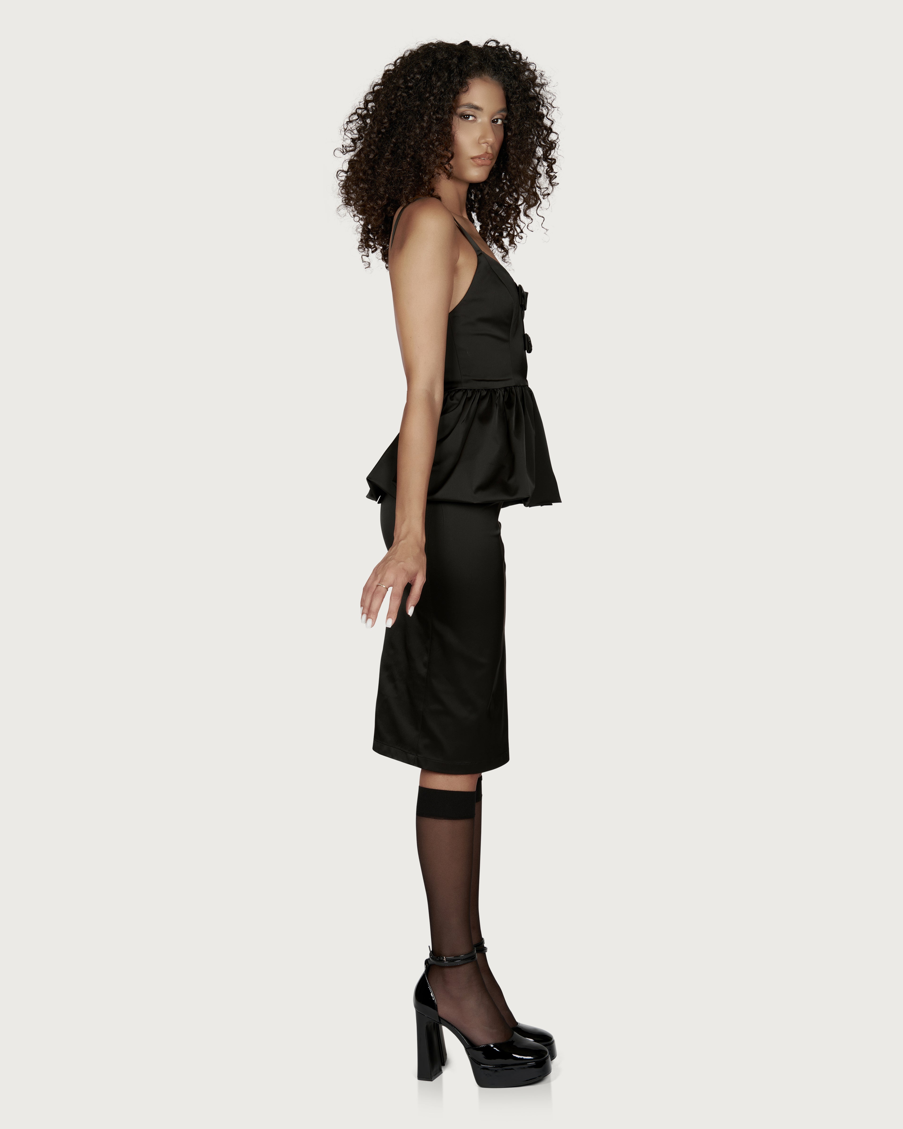 Peplum Corset with Bows Black