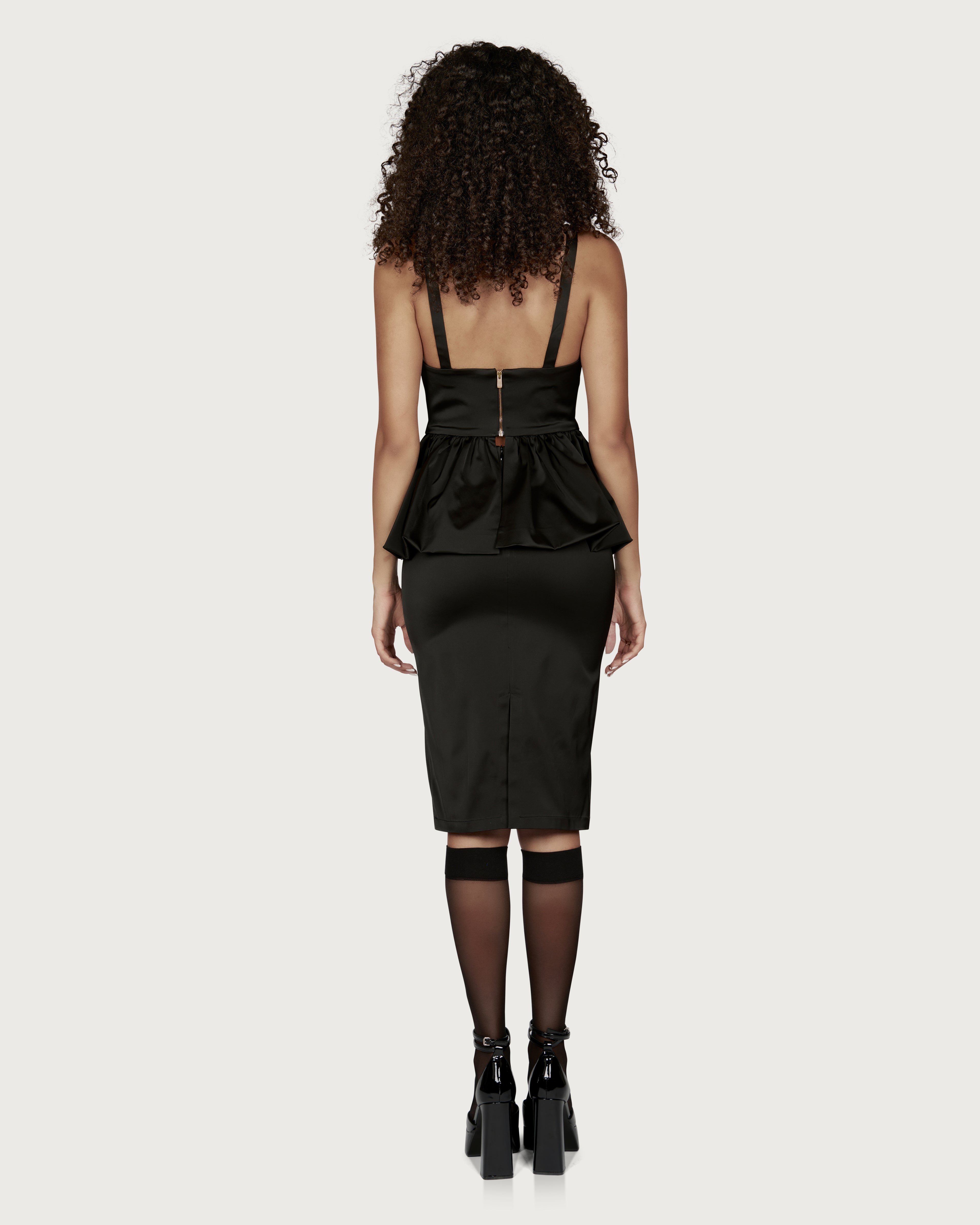 Peplum Corset with Bows Black