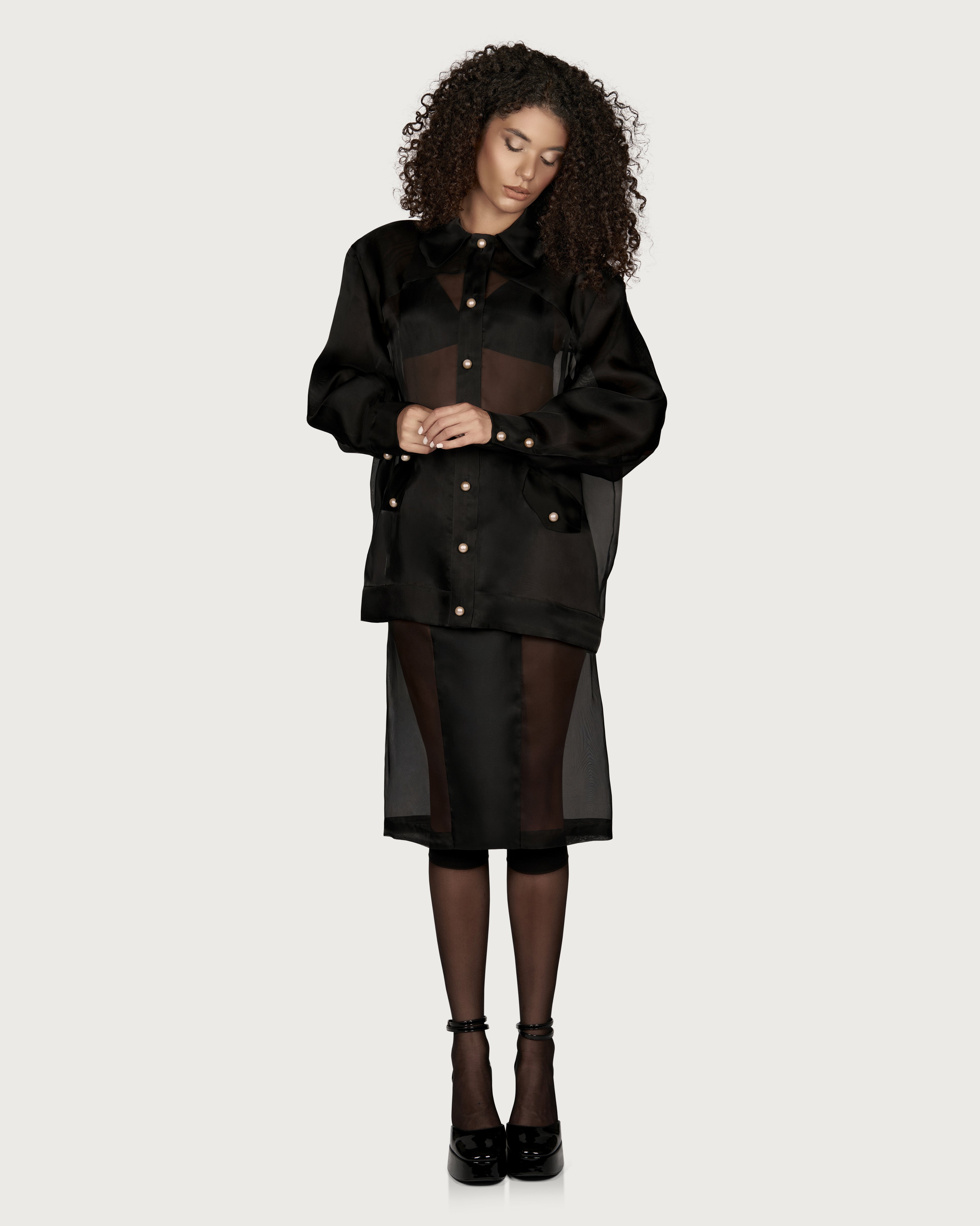 Silk Organza & Pearls Bomber Jacket