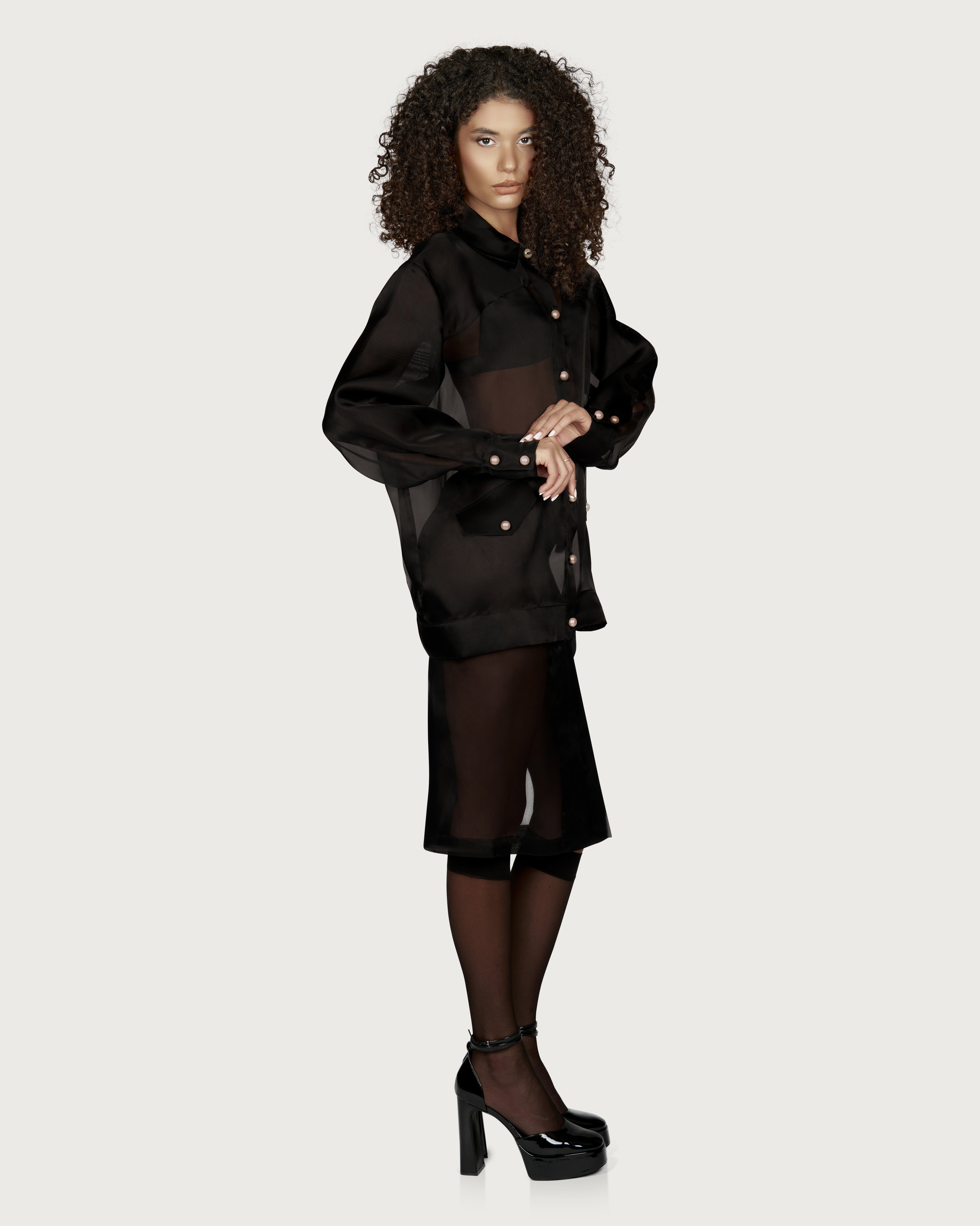 Silk Organza & Pearls Bomber Jacket