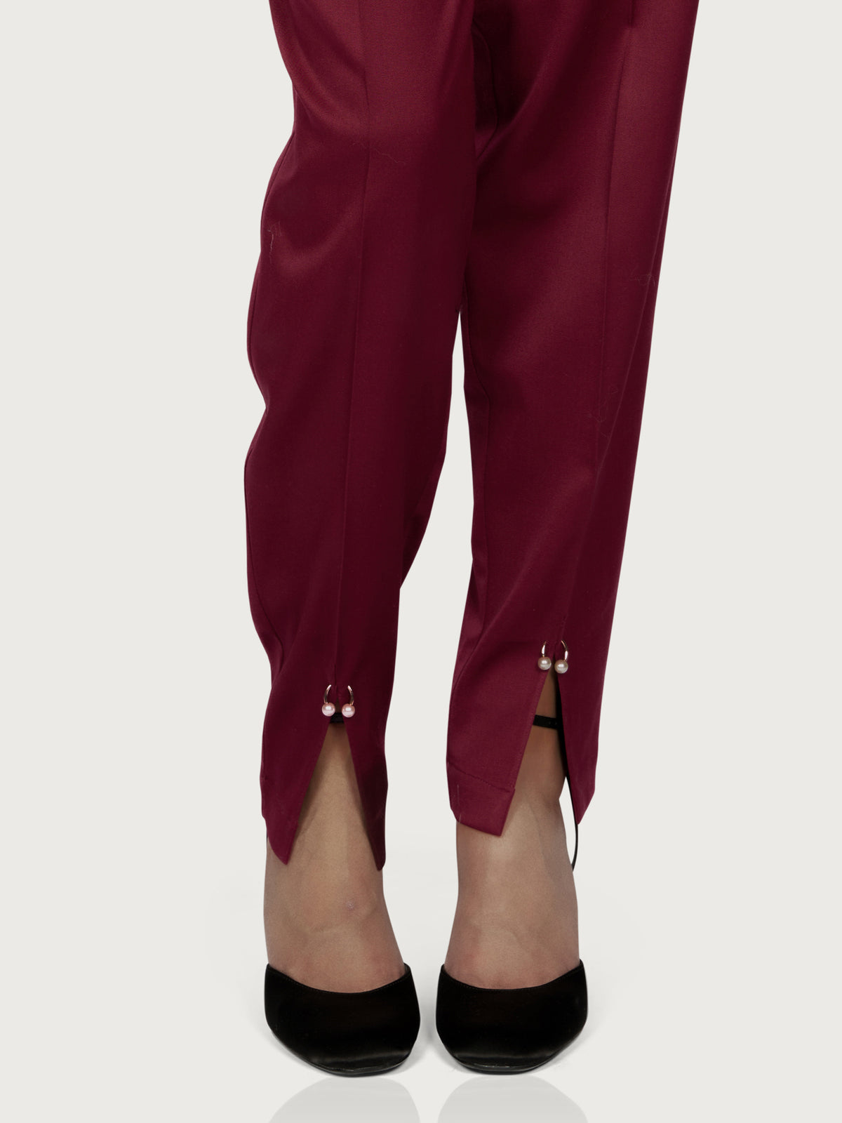 Pleated Pierced Wool Trousers Bordeaux