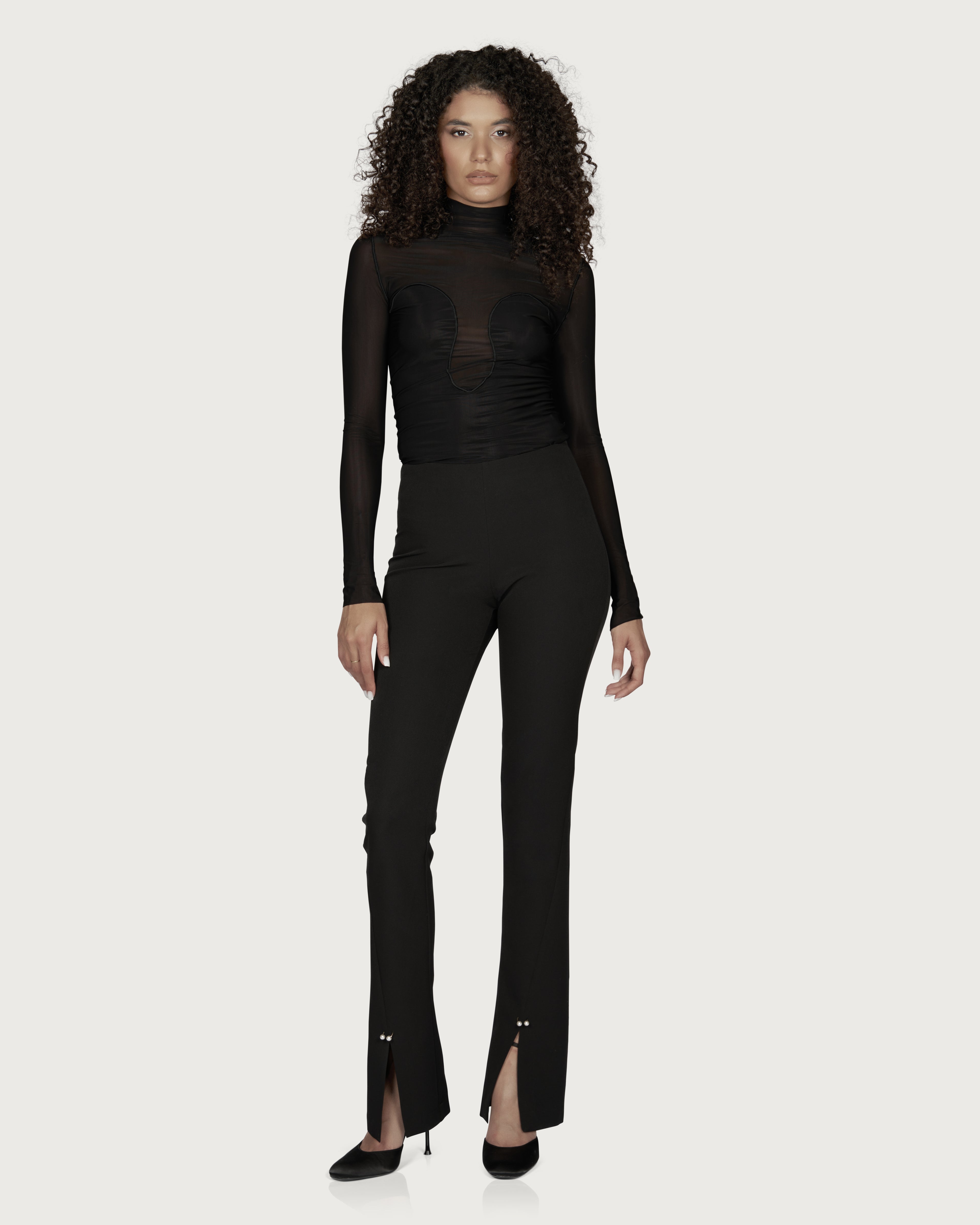 Pierced Stretch Trousers Black