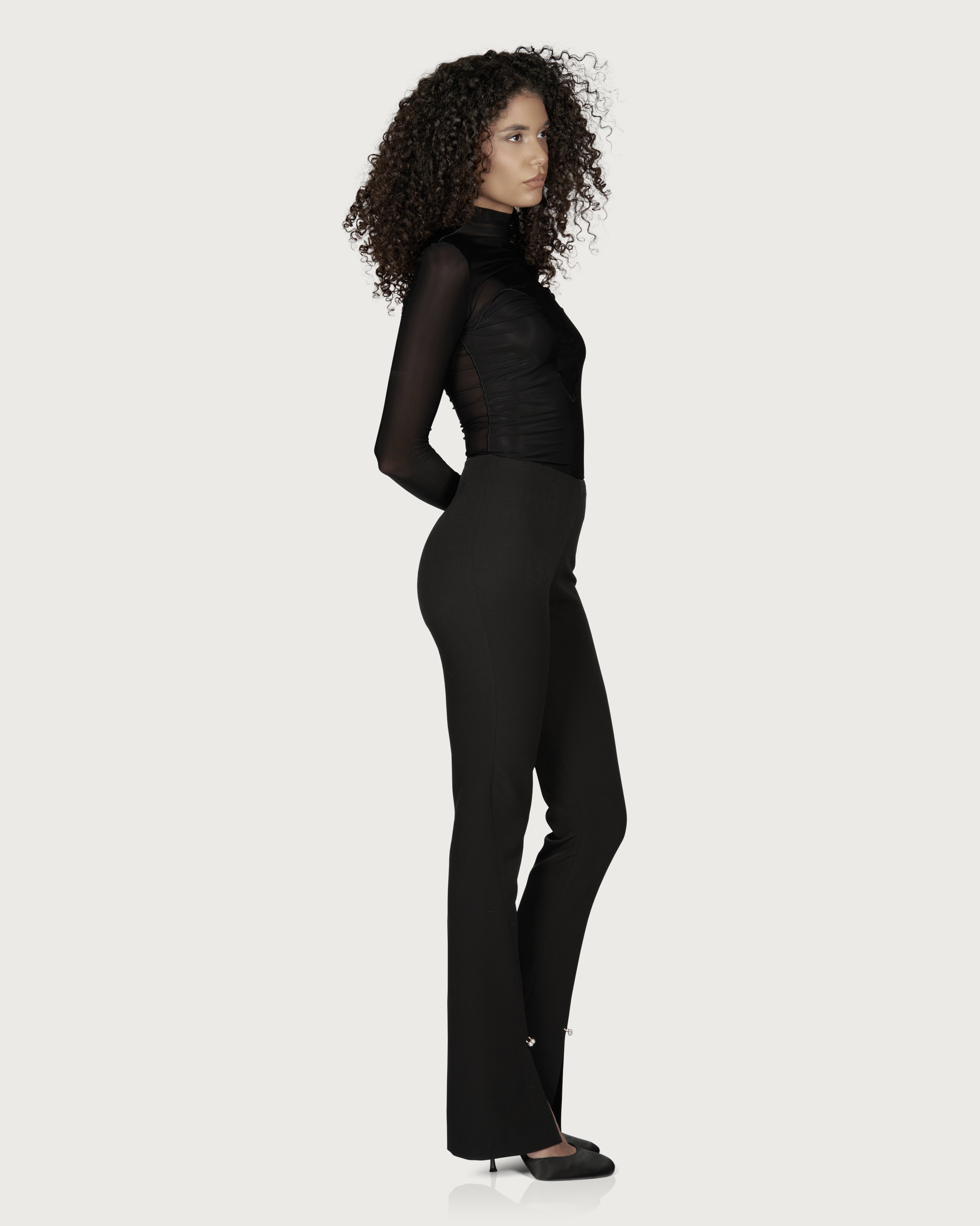 Pierced Stretch Trousers Black
