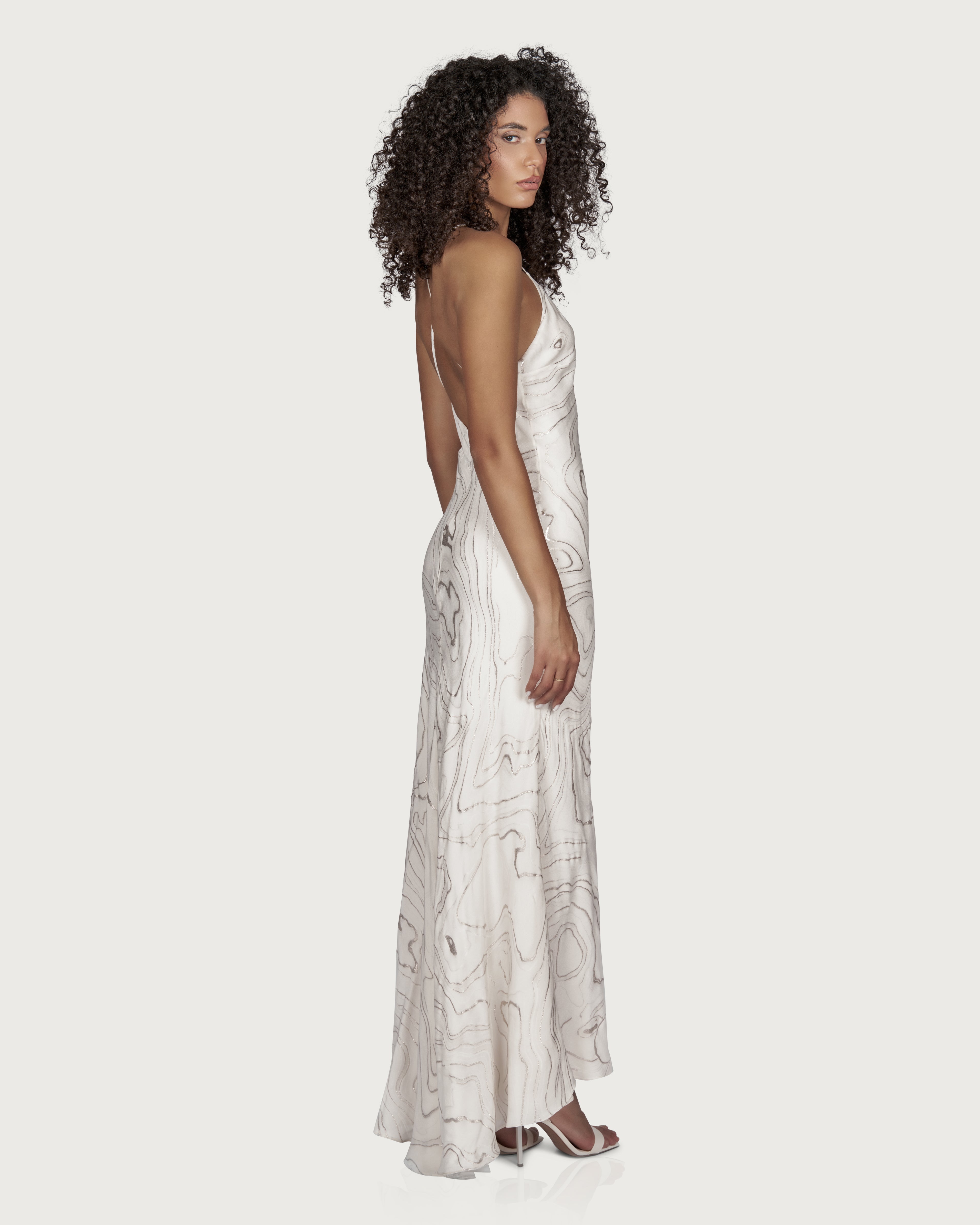 Silk Slipdress with Silver Embroidery