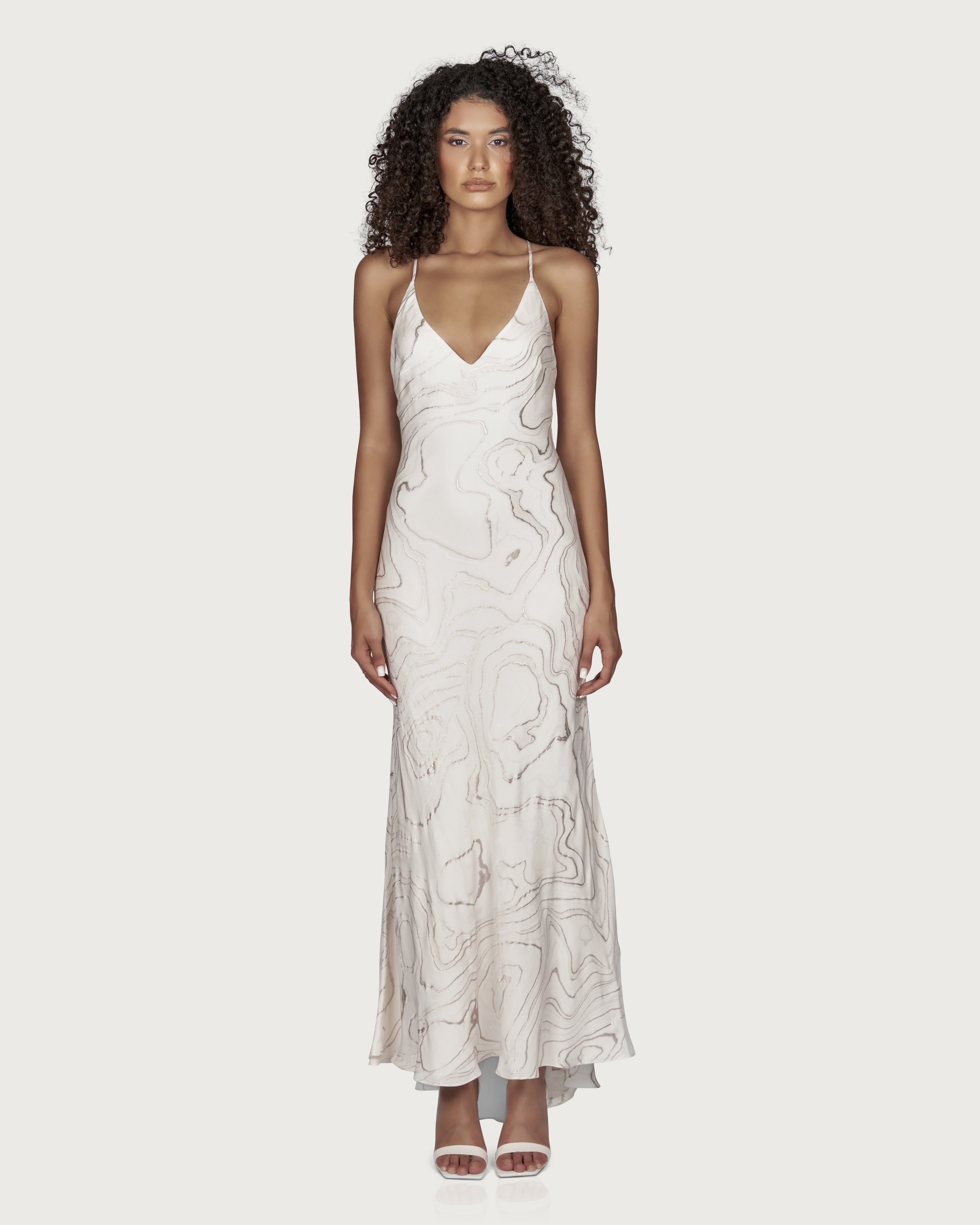 Silk Slipdress with Silver Embroidery